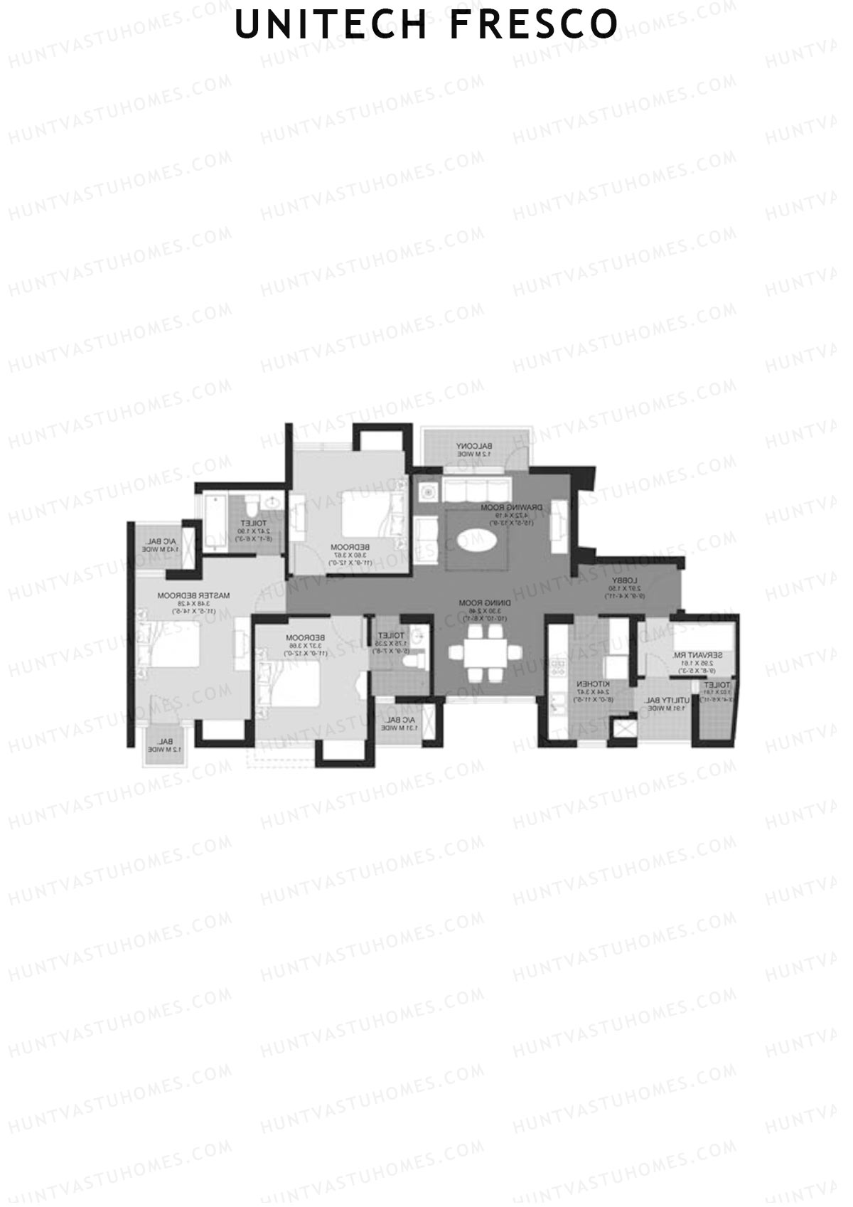 Unitech Fresco Tower 10 Unit 3 (Type W3) Floor Plan