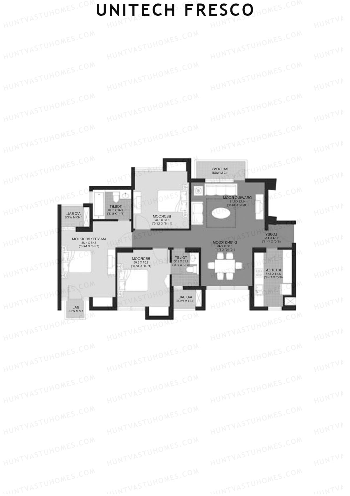 Unitech Fresco Tower 11 Unit 3 (Type W4) Floor Plan