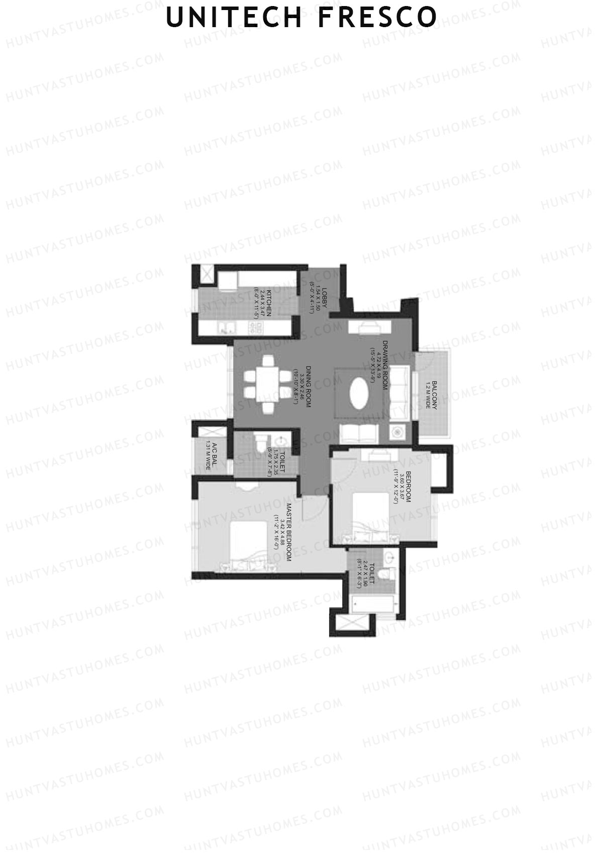 Unitech Fresco Tower 14 Unit 1 (Type W6) Floor Plan