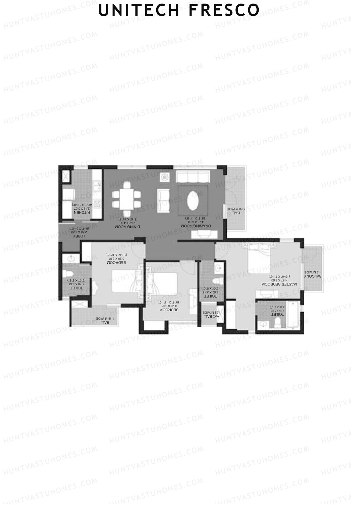 Unitech Fresco Tower 14 Unit 2 (Type T1) Floor Plan