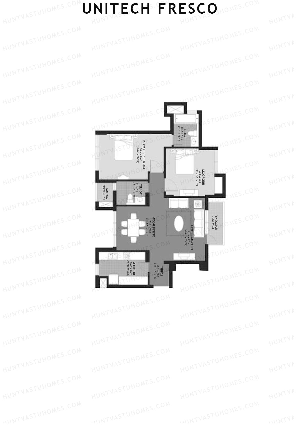 Unitech Fresco Tower 14 Unit 3 (Type W6) Floor Plan
