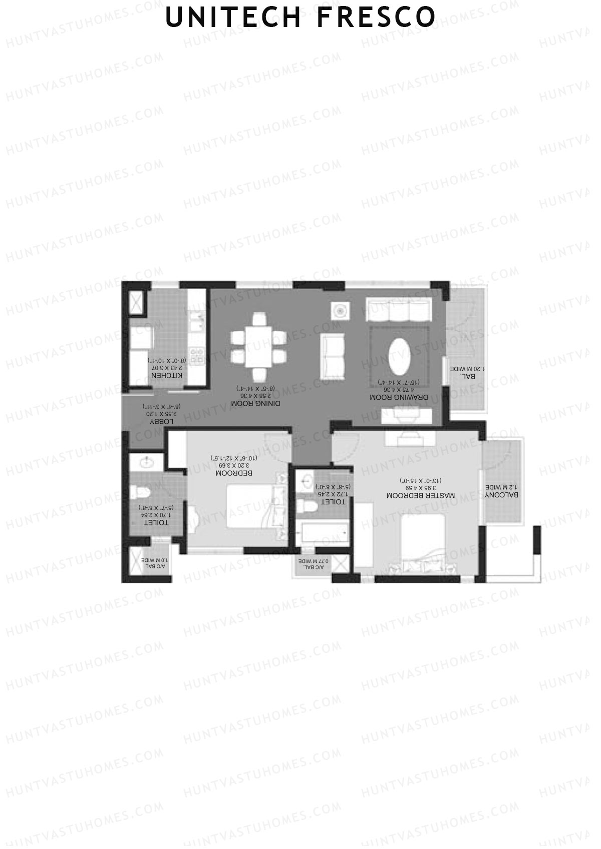 Unitech Fresco Tower 15 Unit 2 (Type T2) Floor Plan
