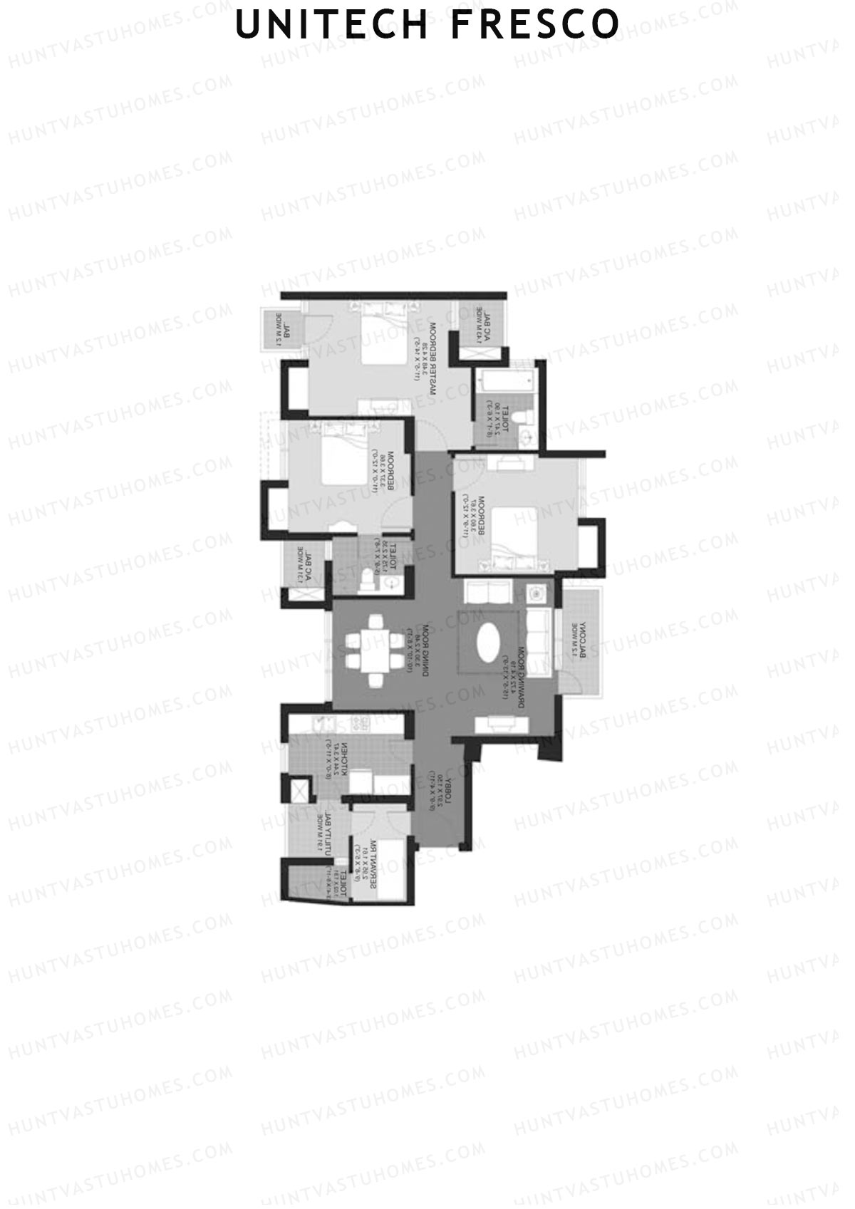 Unitech Fresco Tower 15 Unit 3 (Type W3) Floor Plan