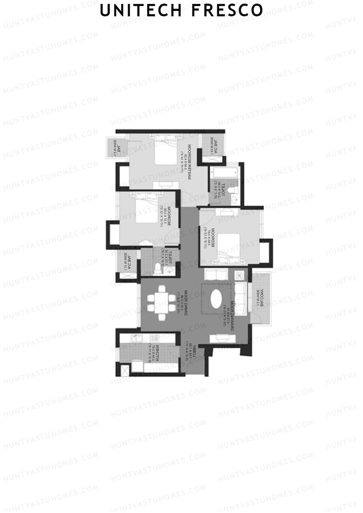 Unitech Fresco Tower 15 Unit 3 (Type W4) Floor Plan