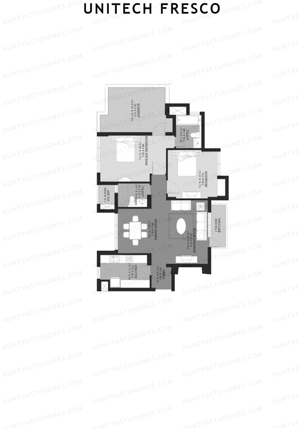 Unitech Fresco Tower 15 Unit 3 (Type W5) Floor Plan