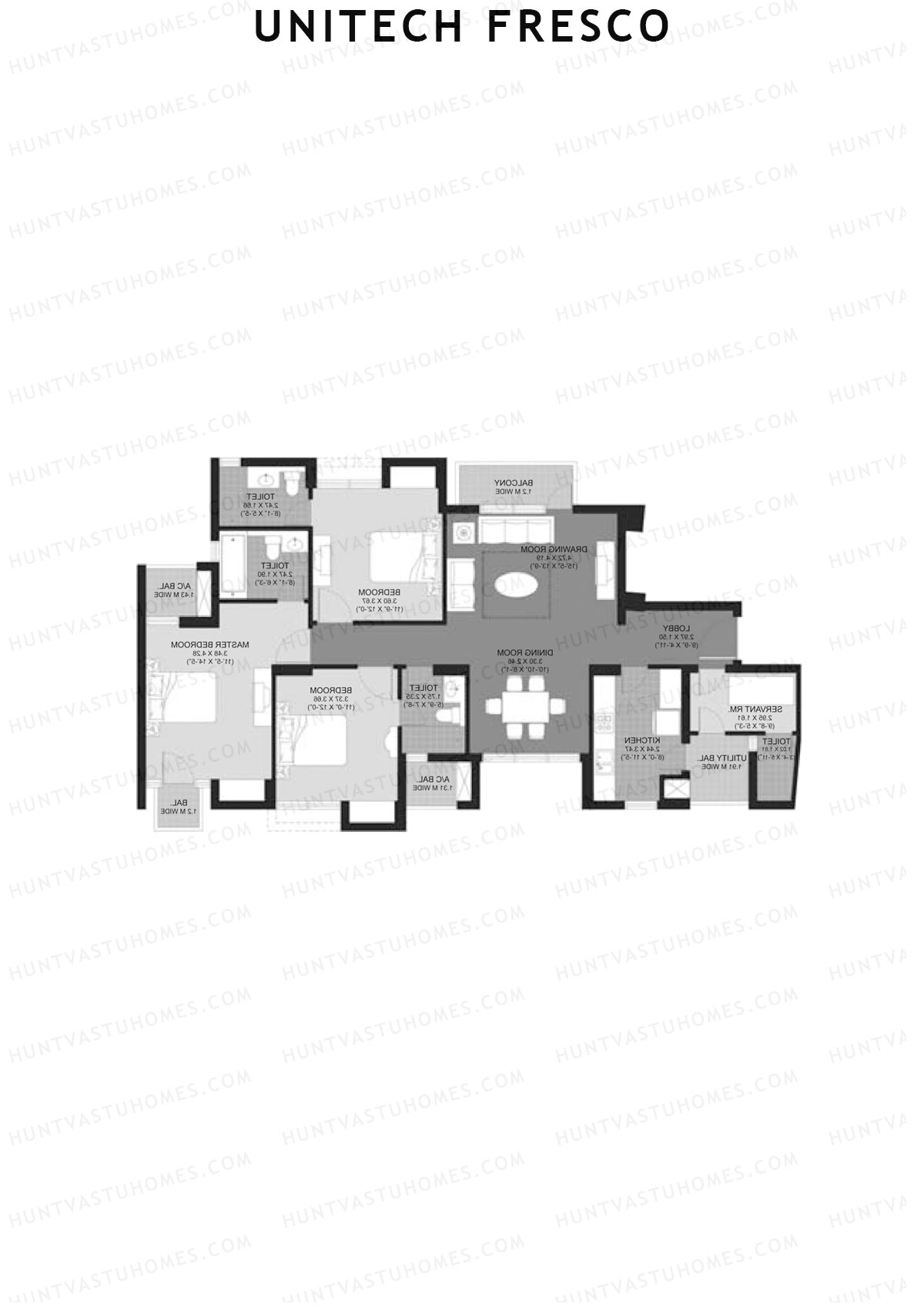 Unitech Fresco Tower 17 Unit 3 (Type W1) Floor Plan