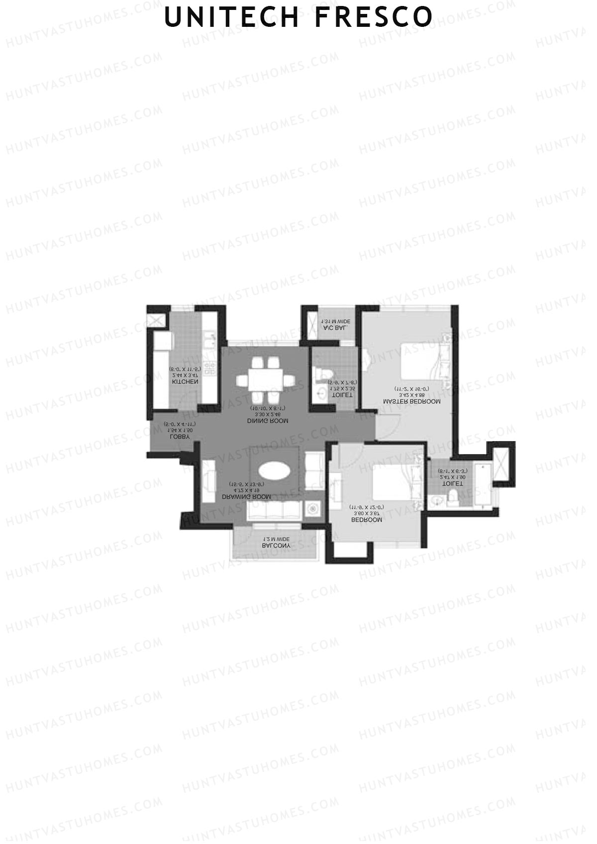 Unitech Fresco Tower 3 Unit 3 (Type W6) Floor Plan