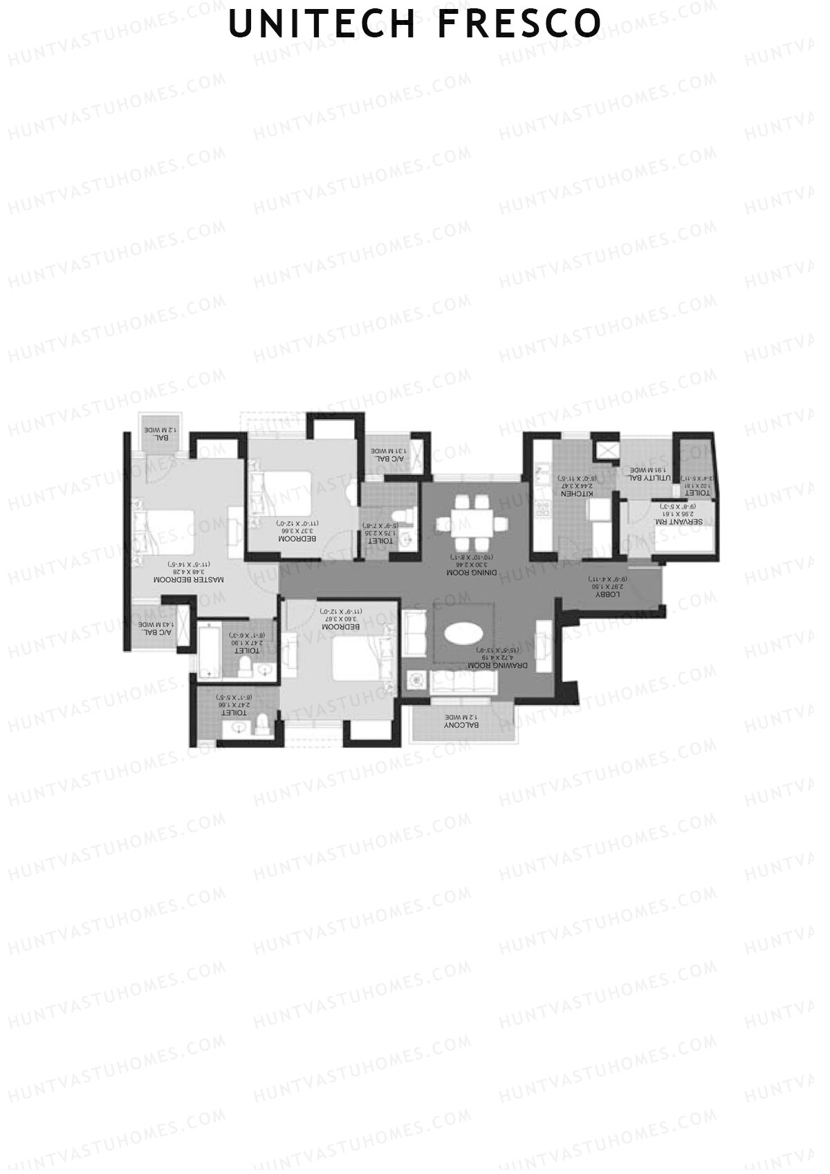 Unitech Fresco Tower 5 Unit 1 (Type W1) Floor Plan