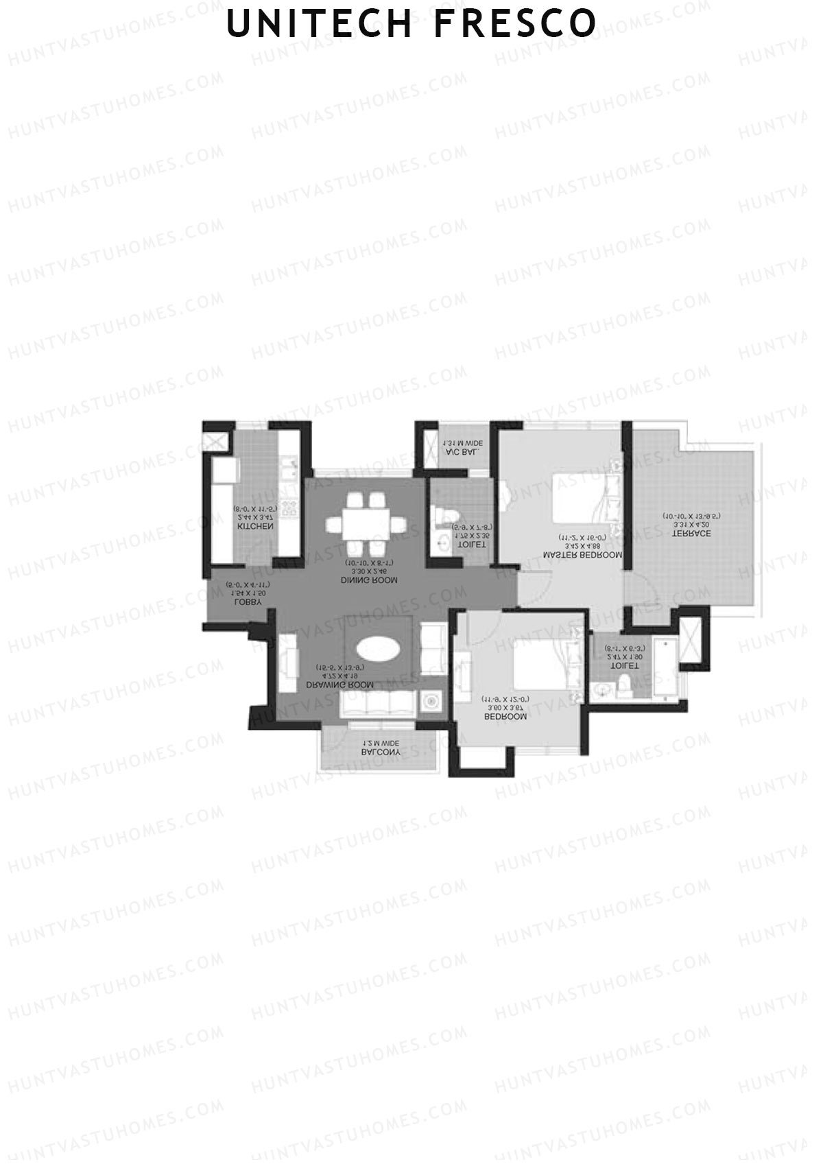 Unitech Fresco Tower 8 Unit 1 (Type W5) Floor Plan