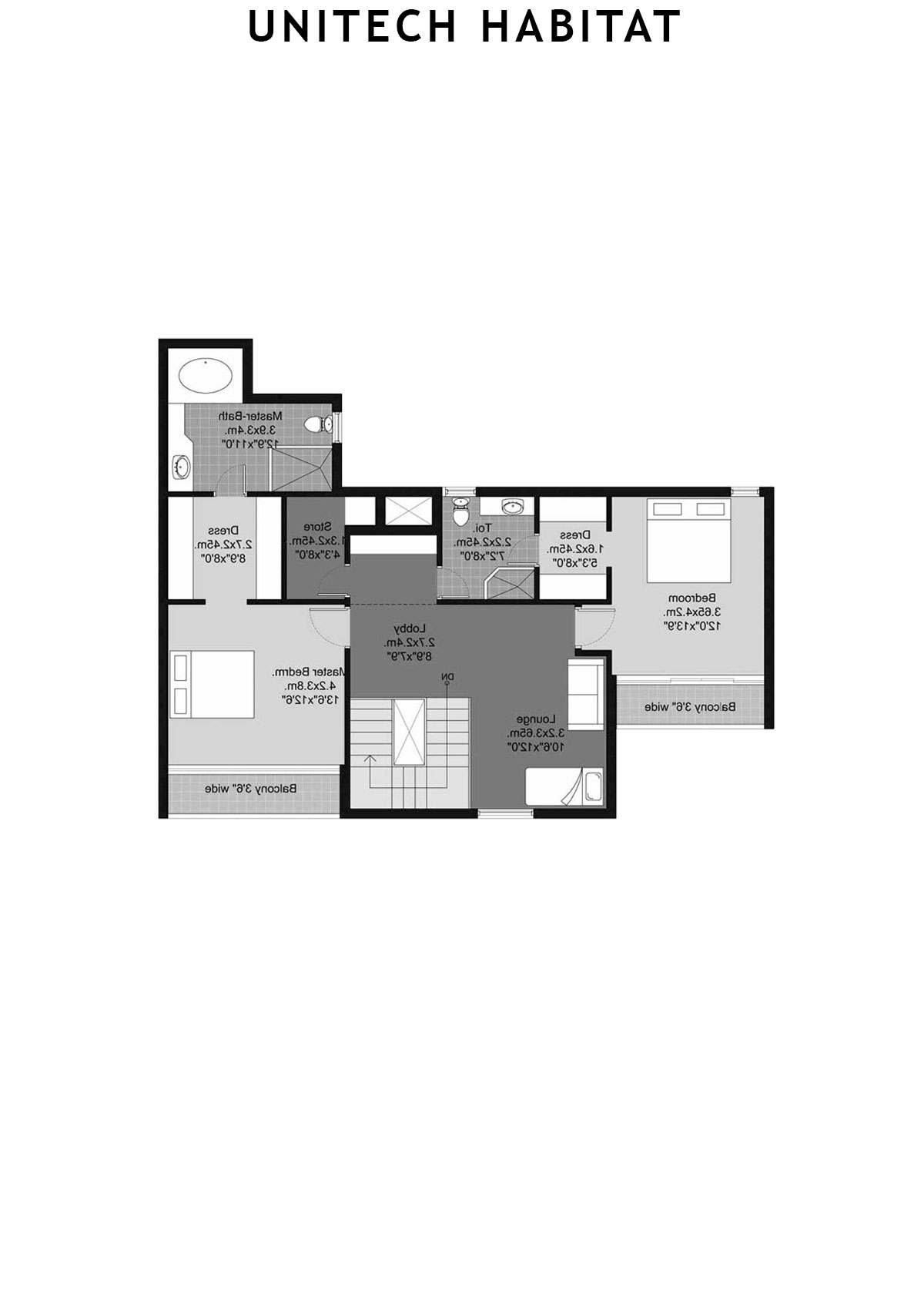 Unitech Habitat Tower 10 Unit 4 (Duplex) Floor Plan