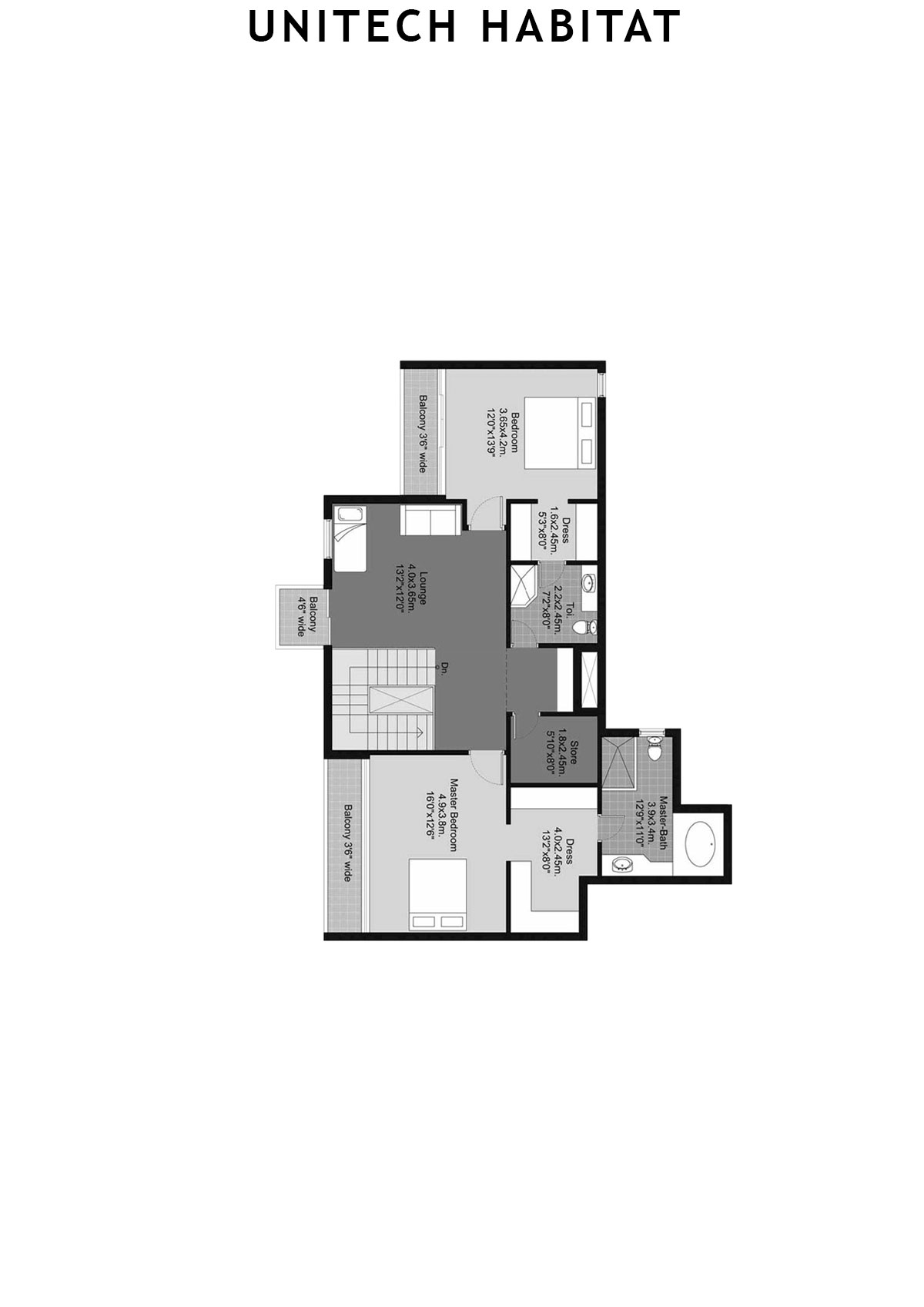Unitech Habitat Tower 11 Unit 1 (Penthouse) Floor Plan