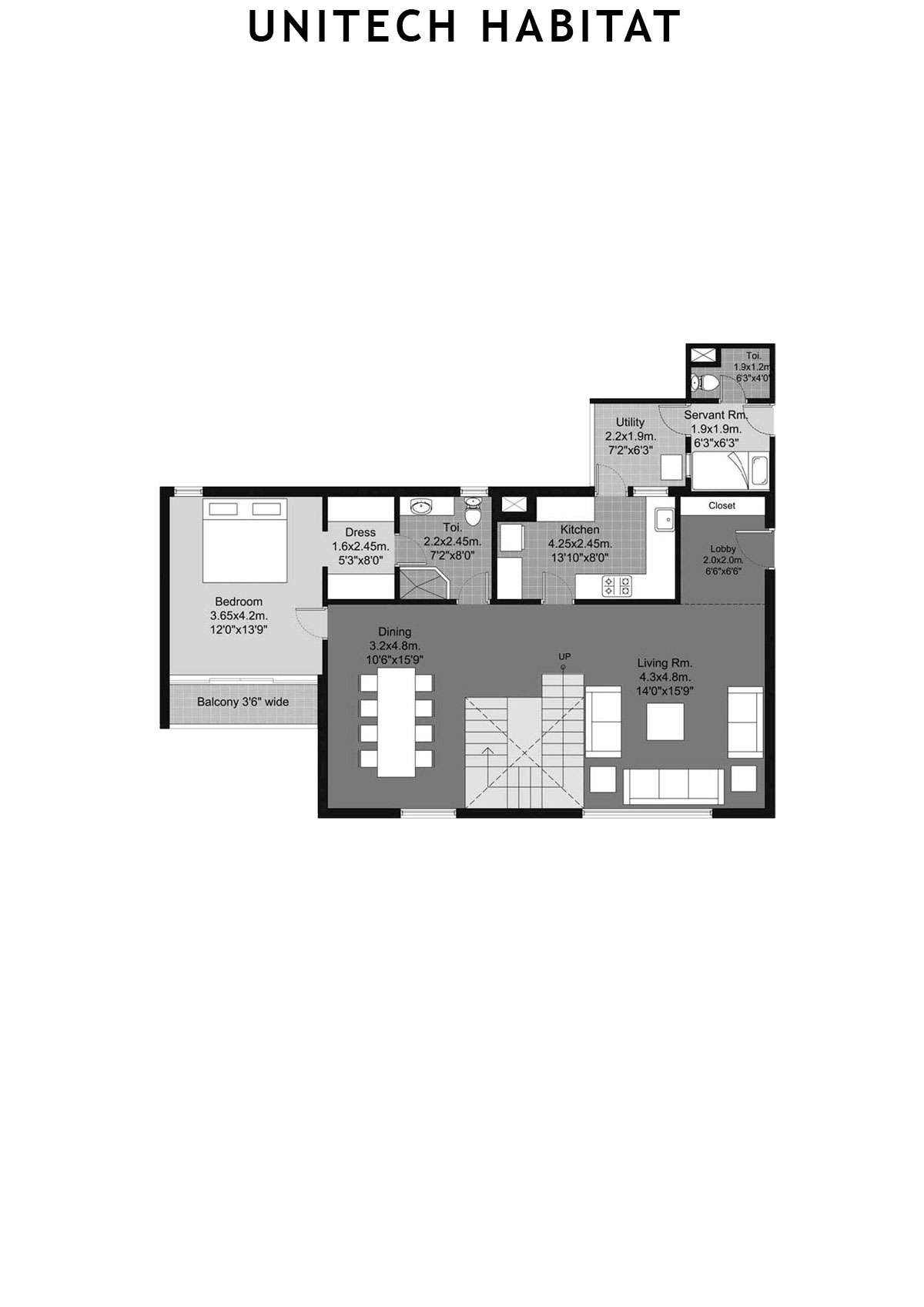 Unitech Habitat Tower 14 Unit 1 ( Duplex) Floor Plan