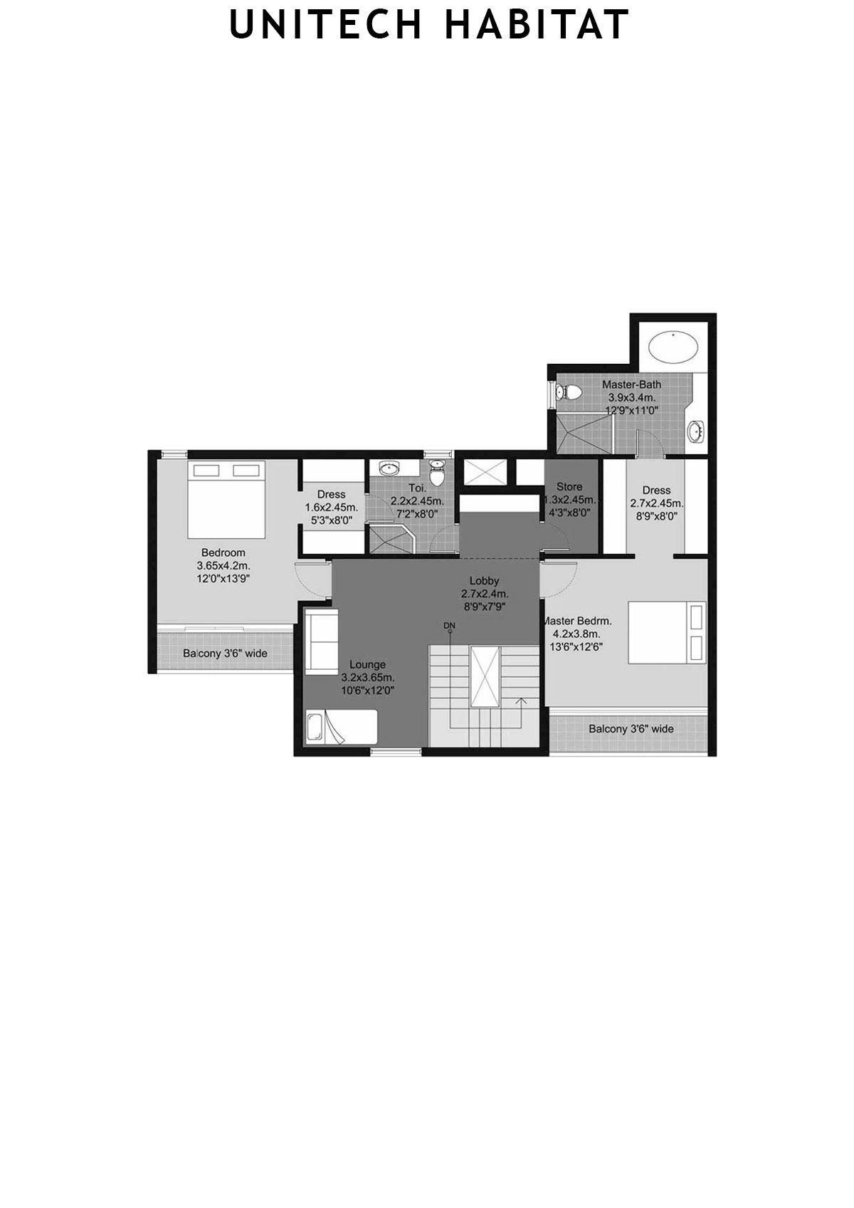 Unitech Habitat Tower 14 Unit 1 ( Duplex) Floor Plan