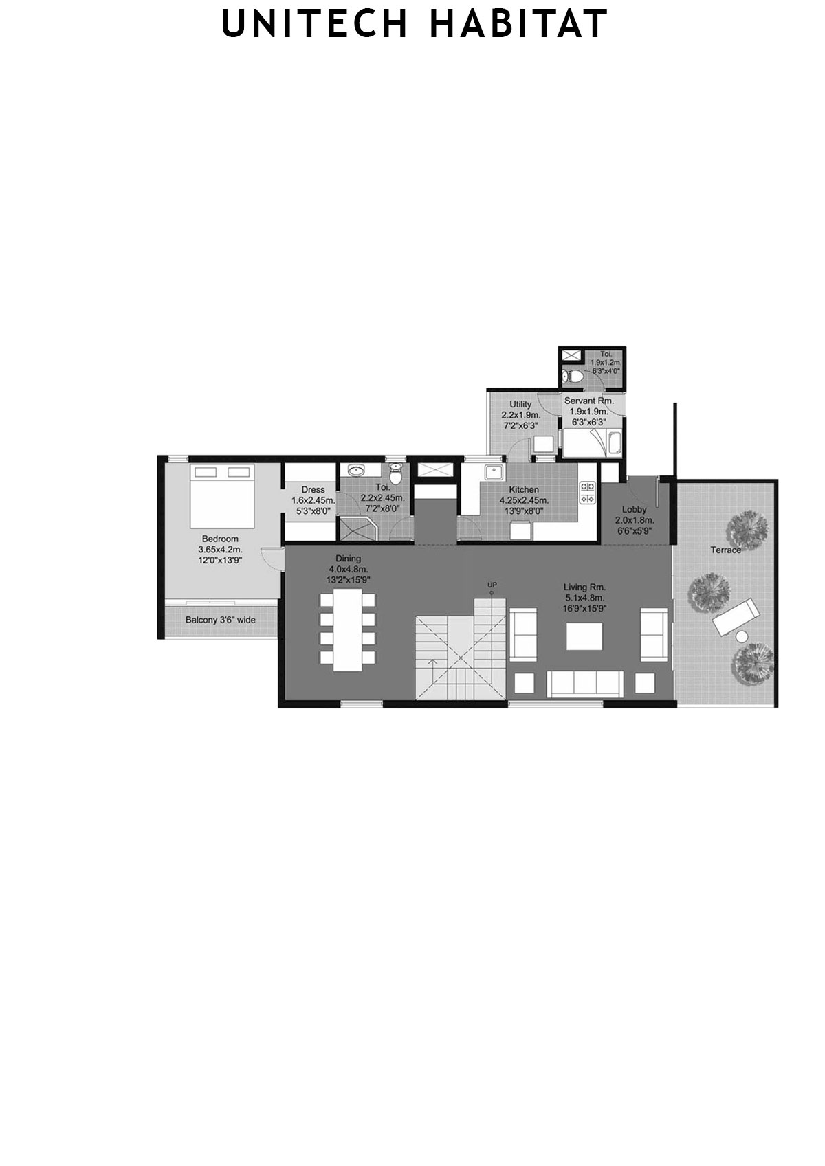Unitech Habitat Tower 15 Unit 1 (Penthouse) Floor Plan