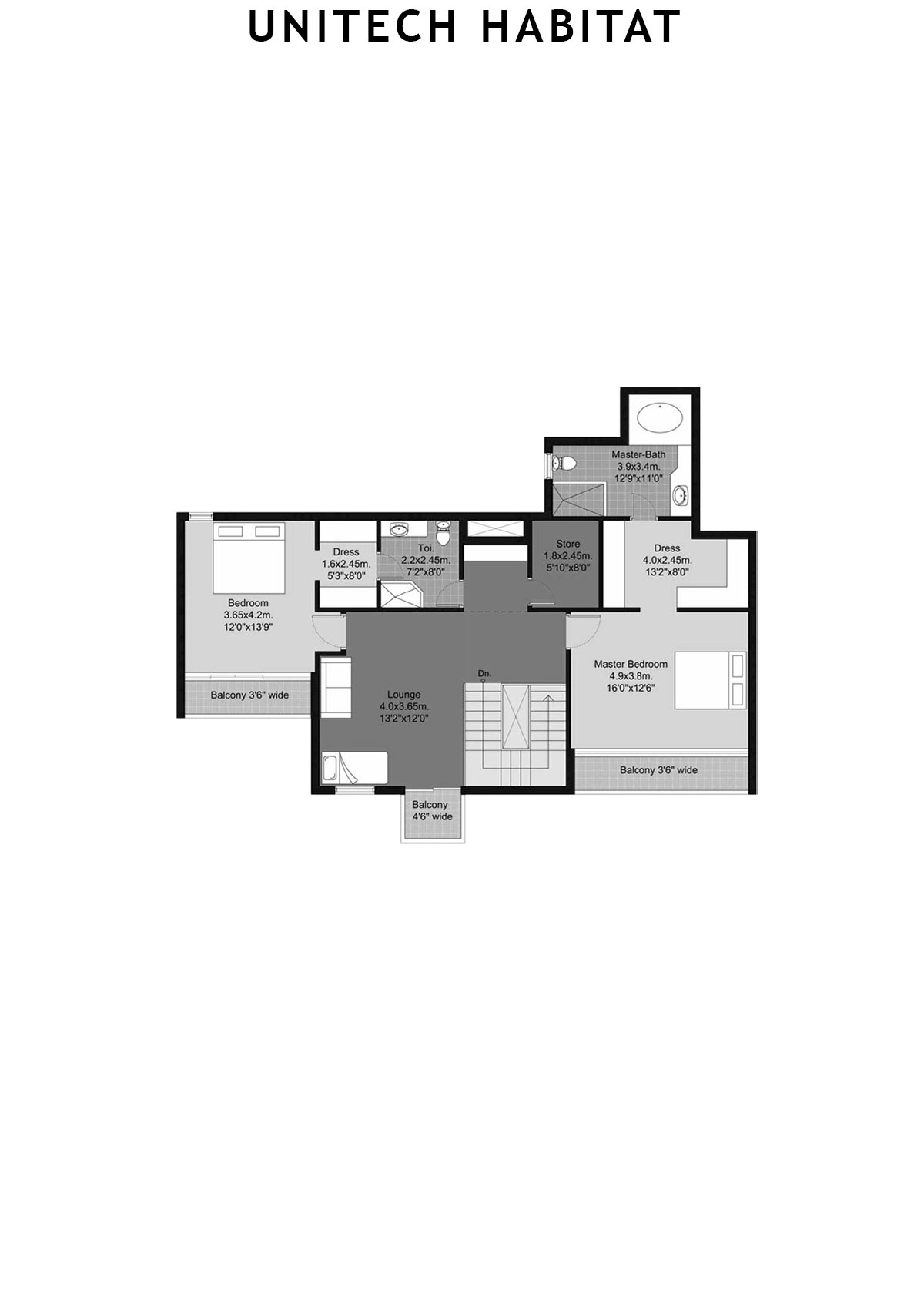 Unitech Habitat Tower 15 Unit 1 (Penthouse) Floor Plan