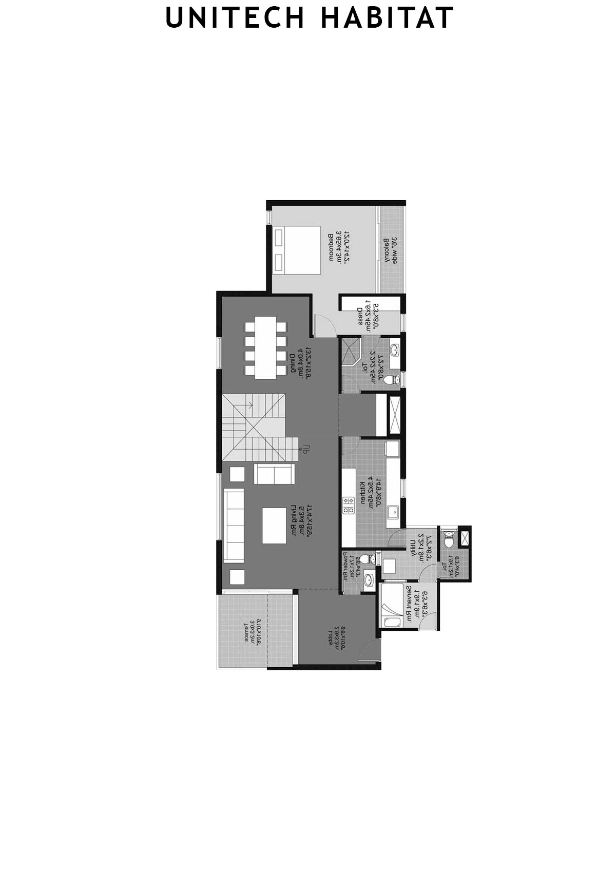 Unitech Habitat Tower 17 Unit 3 ( Penthouse) Floor Plan