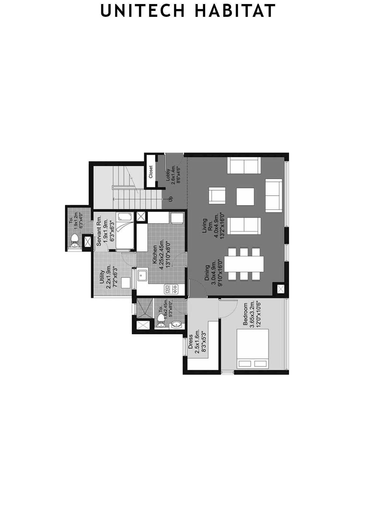Unitech Habitat Tower 19 Unit 1 ( Duplex) Floor Plan