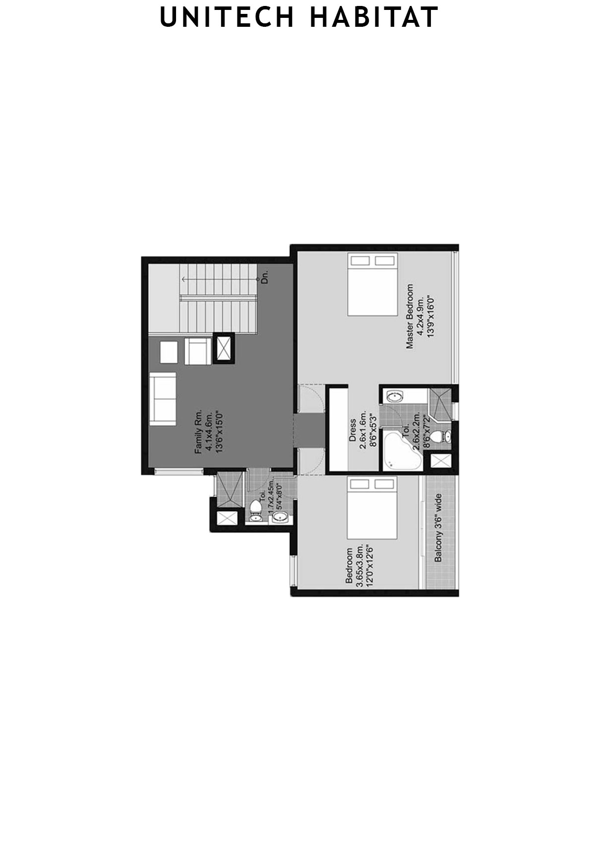 Unitech Habitat Tower 19 Unit 1 ( Duplex) Floor Plan