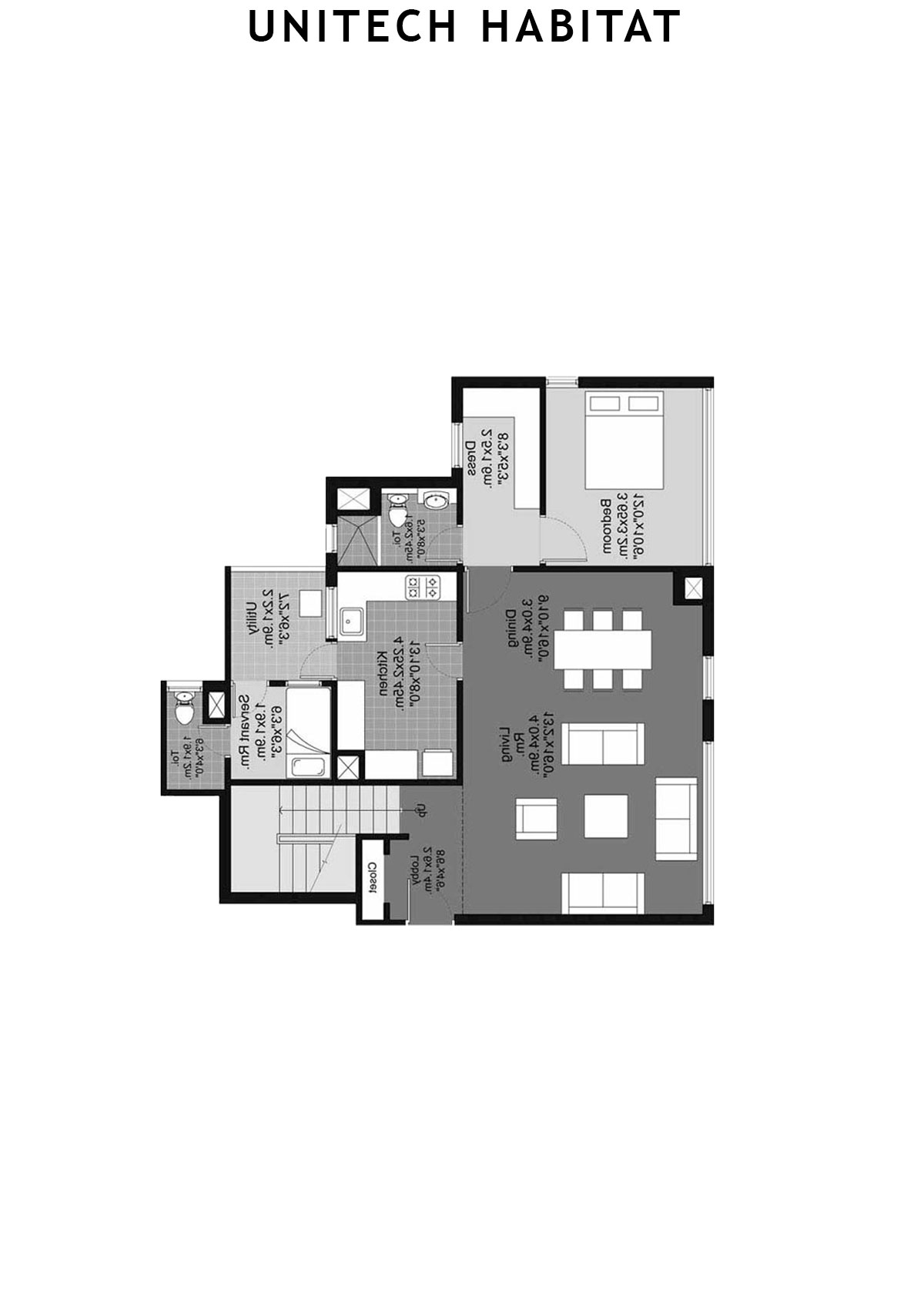 Unitech Habitat Tower 19 Unit 4 ( Duplex) Floor Plan