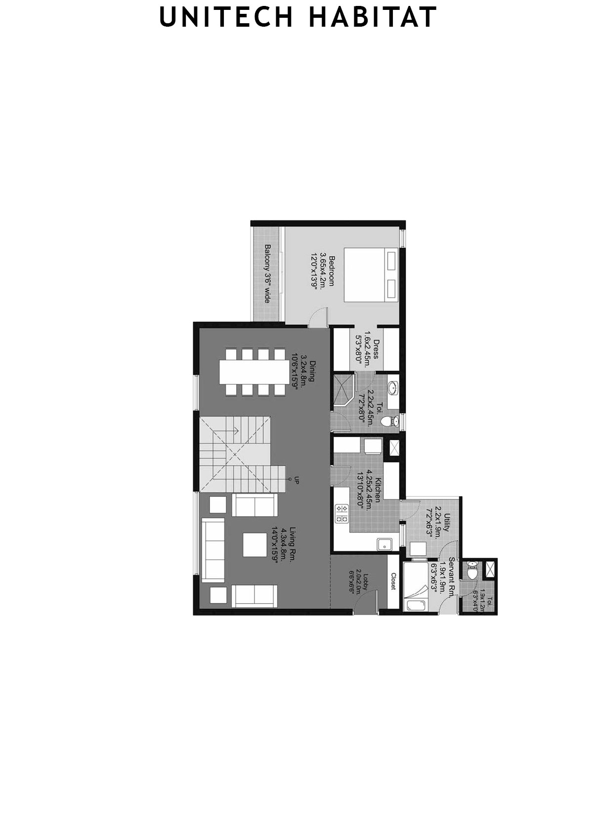 Unitech Habitat Tower 1 Unit 1 ( Duplex) Floor Plan