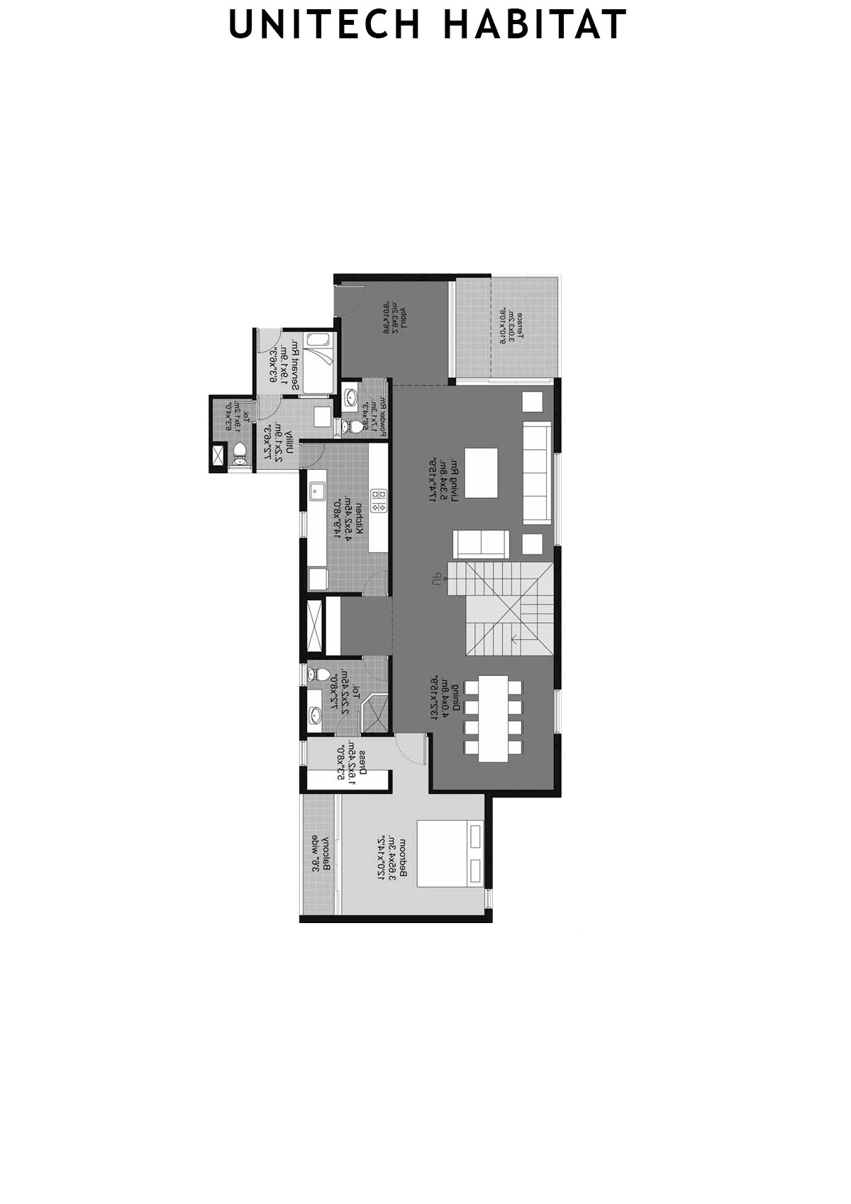 Unitech Habitat Tower 1 Unit 3 (Penthouse) Floor Plan