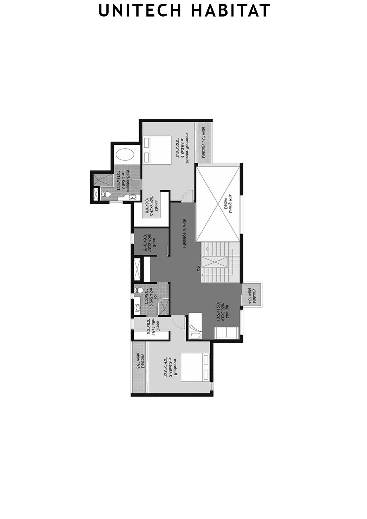 Unitech Habitat Tower 1 Unit 3 (Penthouse) Floor Plan