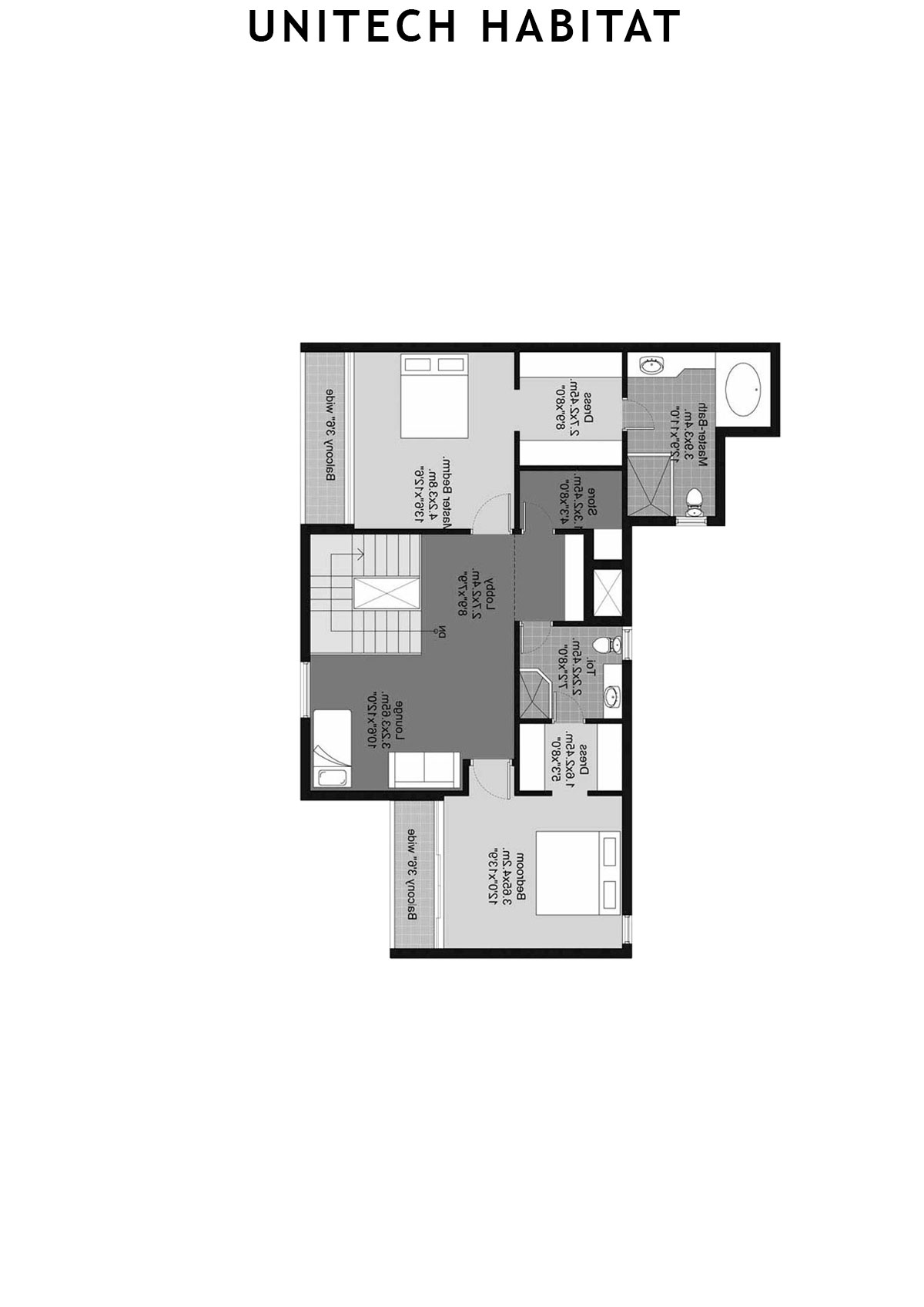 Unitech Habitat Tower 1 Unit 4 (Duplex) Floor Plan