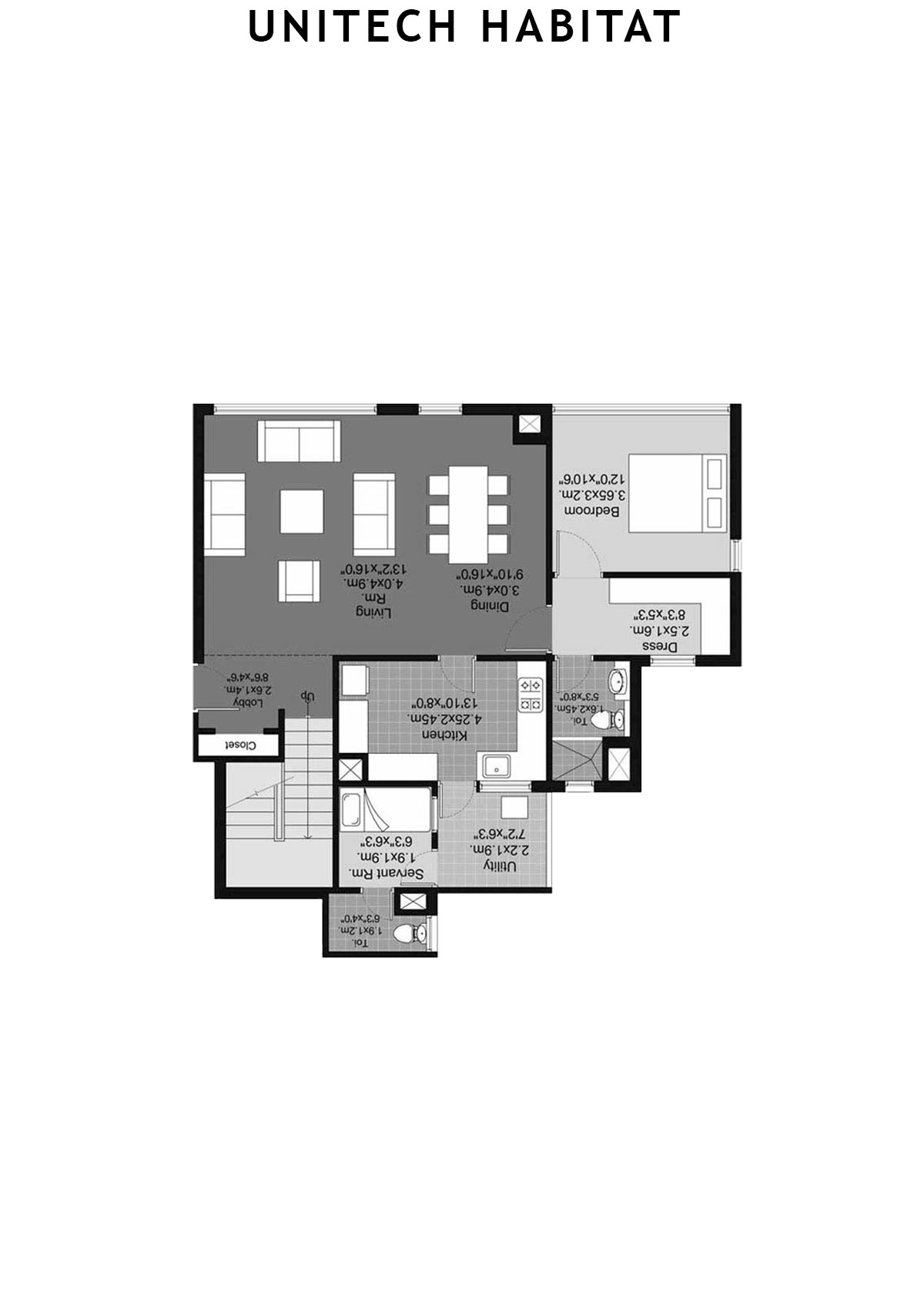 Unitech Habitat Tower 2 Unit 1 (Duplex) Floor Plan