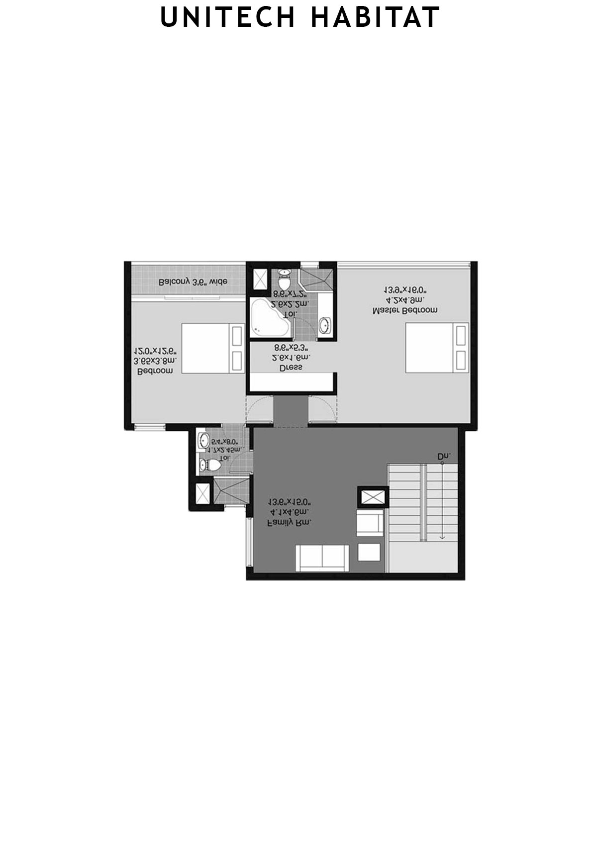 Unitech Habitat Tower 2 Unit 4 (Duplex) Floor Plan