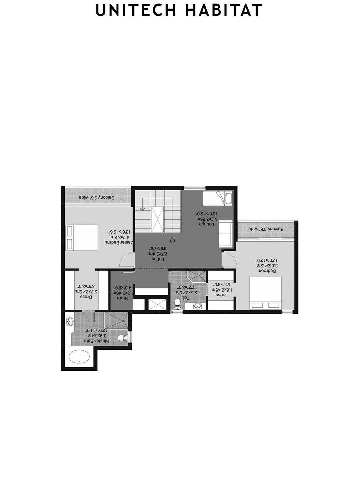 Unitech Habitat Tower 3 Unit 1 (Duplex) Floor Plan