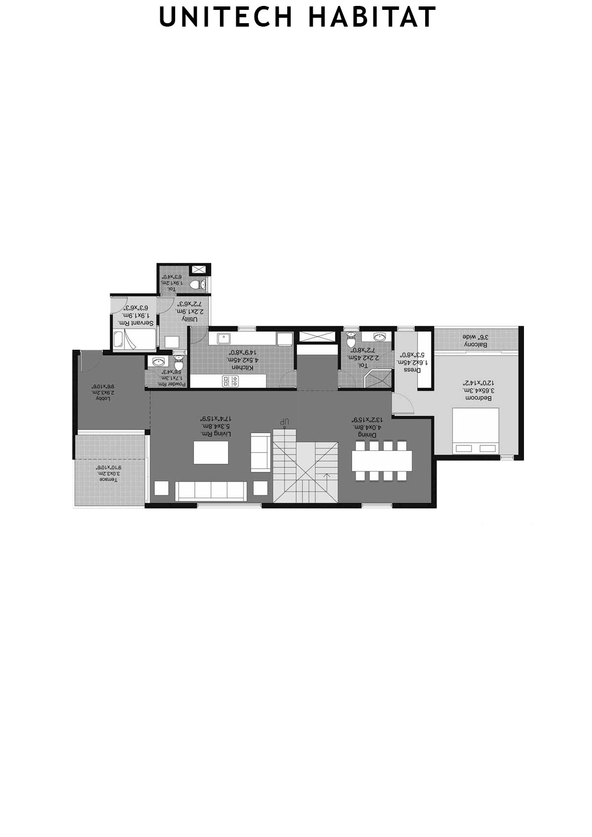 Unitech Habitat Tower 3 Unit 2 (Penthouse) Floor Plan