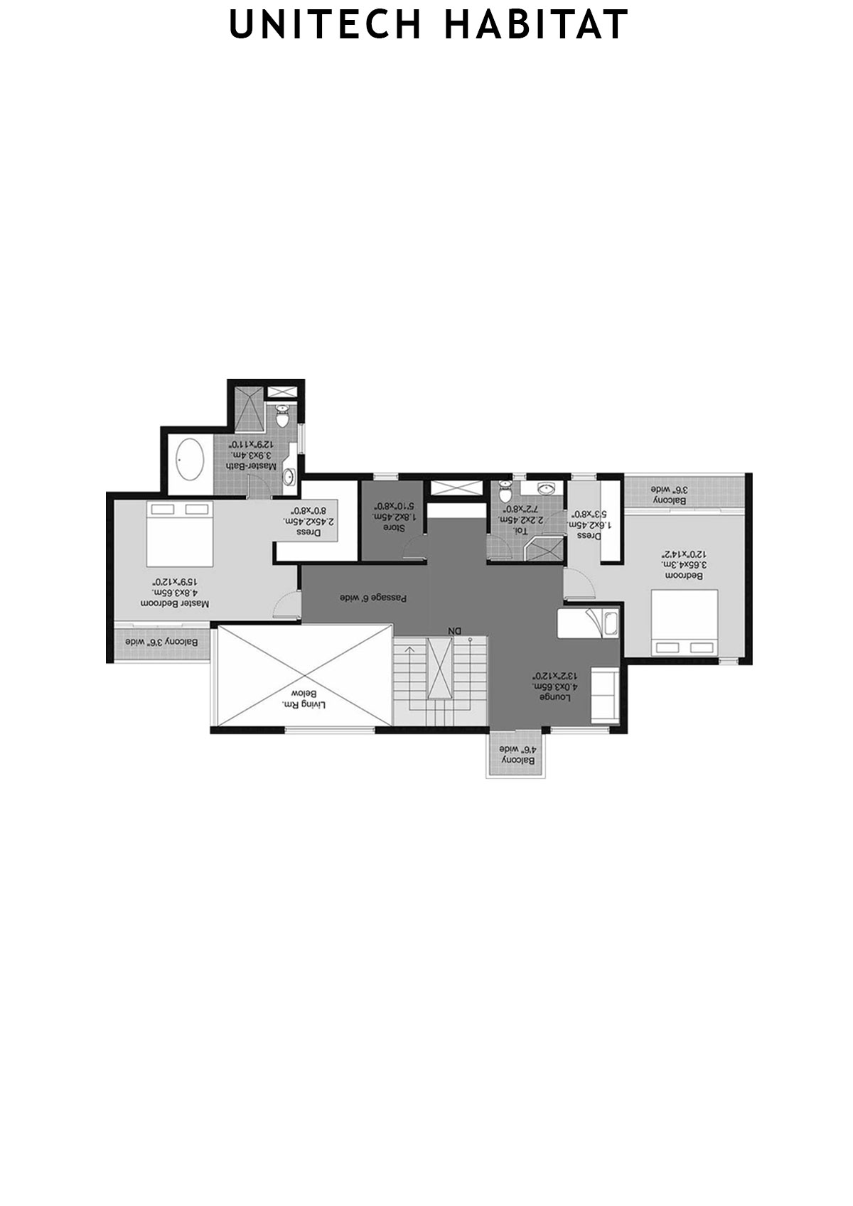 Unitech Habitat Tower 3 Unit 2 (Penthouse) Floor Plan