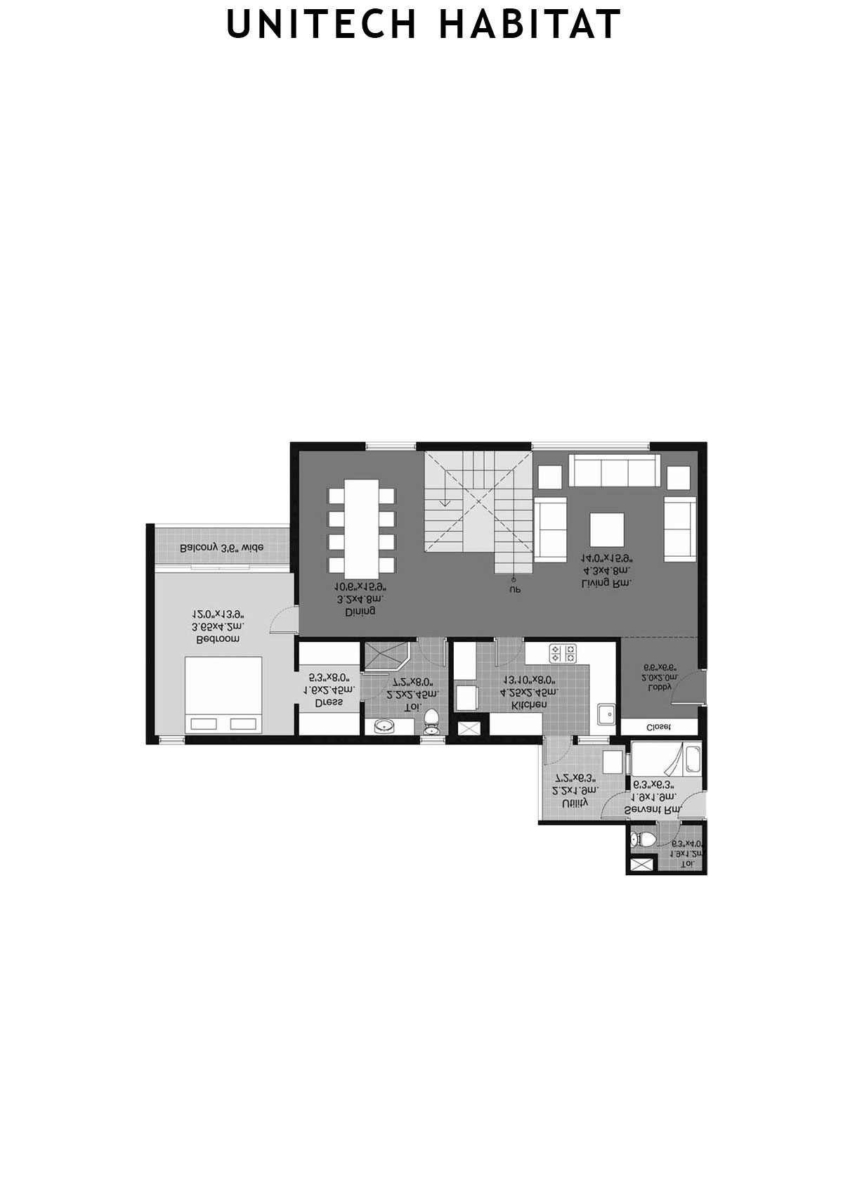 Unitech Habitat Tower 3 Unit 4 (Duplex) Floor Plan