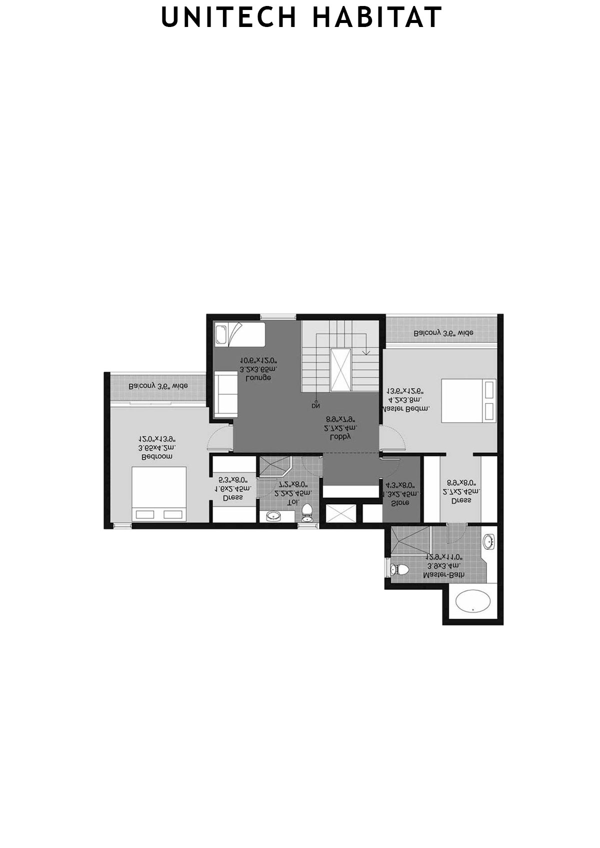 Unitech Habitat Tower 3 Unit 4 (Duplex) Floor Plan