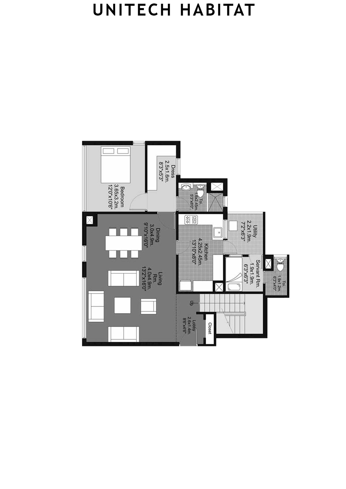 Unitech Habitat Tower 5 Unit 1 (Duplex) Floor Plan