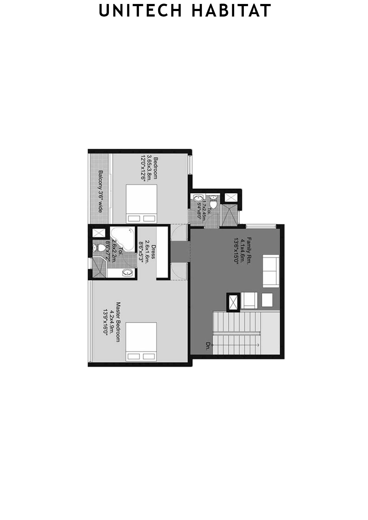 Unitech Habitat Tower 5 Unit 1 (Duplex) Floor Plan