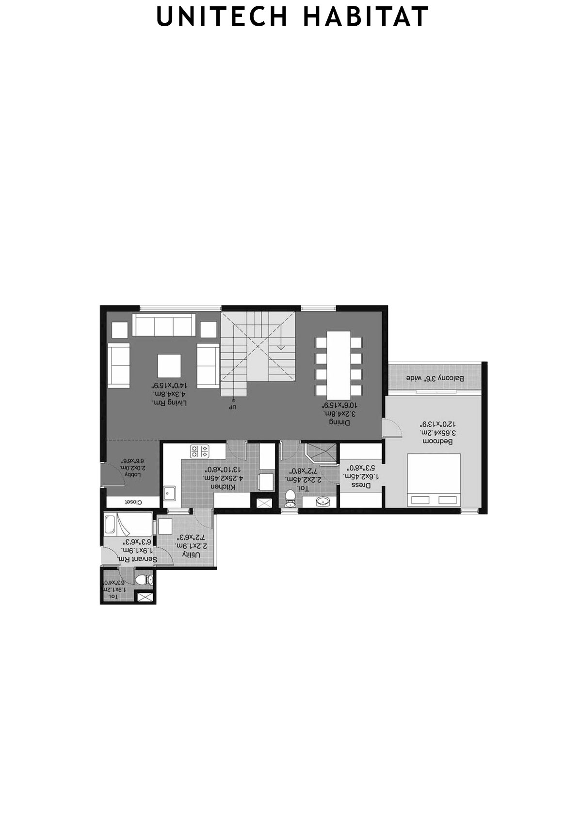 Unitech Habitat Tower 6 Unit 1 (Duplex) Floor Plan