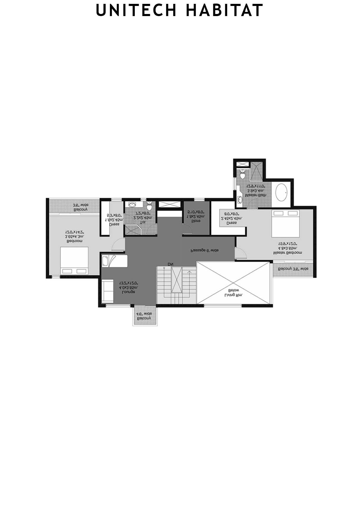 Unitech Habitat Tower 6 Unit 3 (Penthouse) Floor Plan