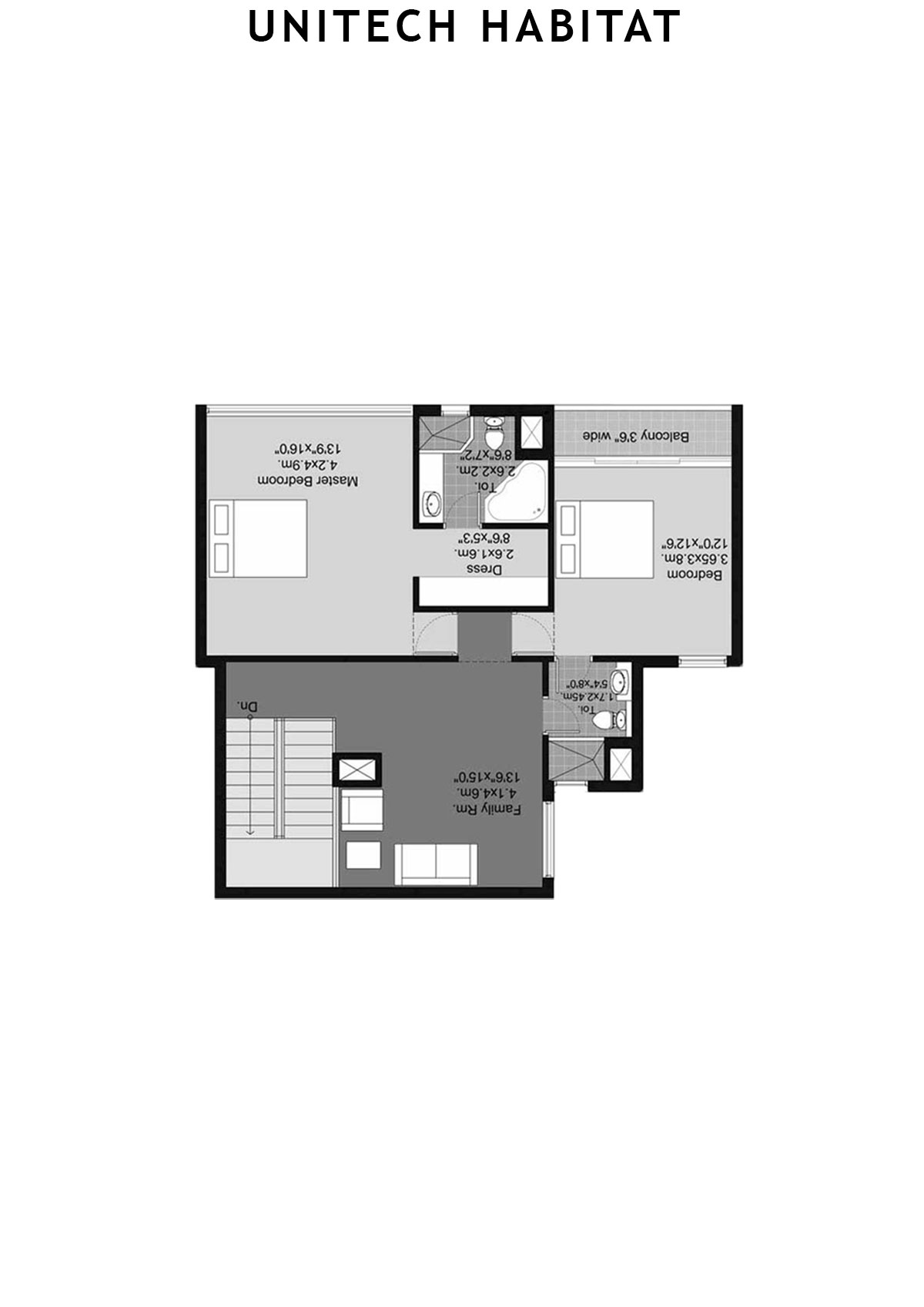 Unitech Habitat Tower 7 Unit 1 (Duplex) Floor Plan