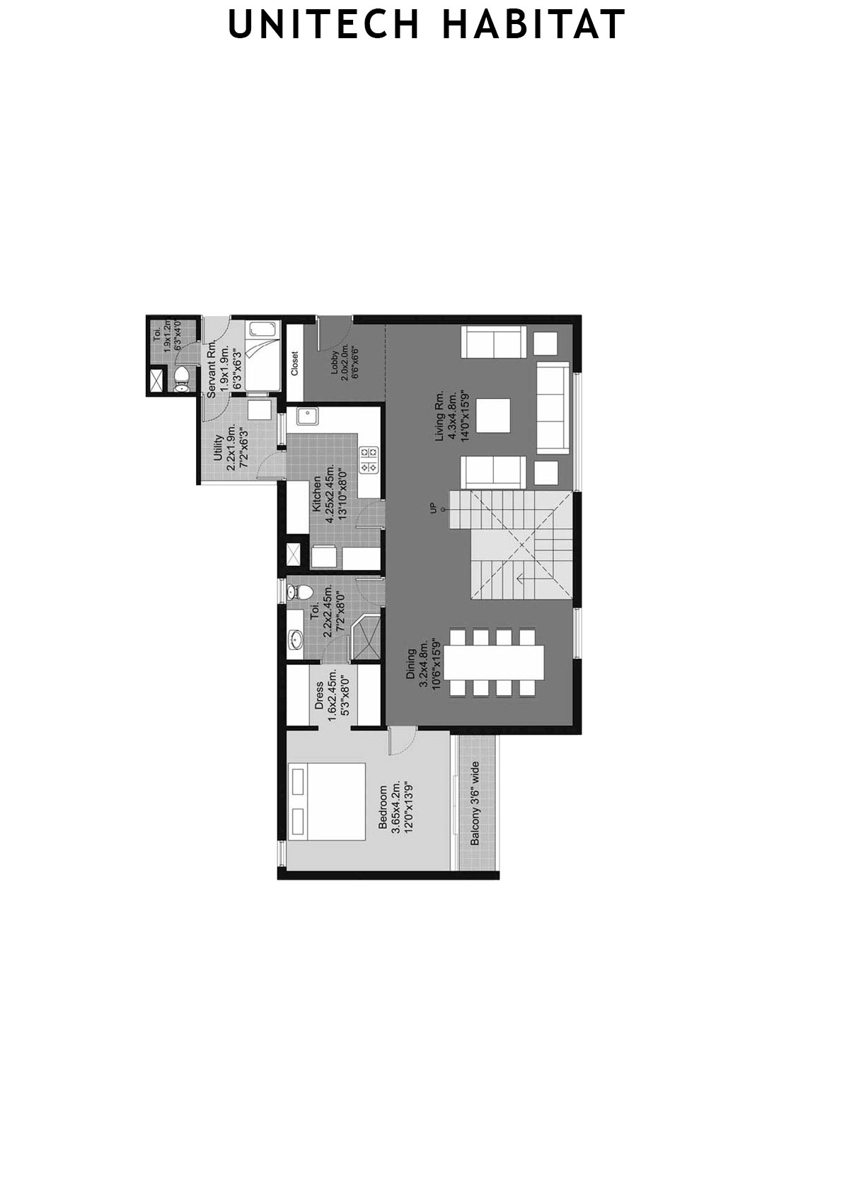 Unitech Habitat Tower 8 Unit 1 ( Duplex) Floor Plan