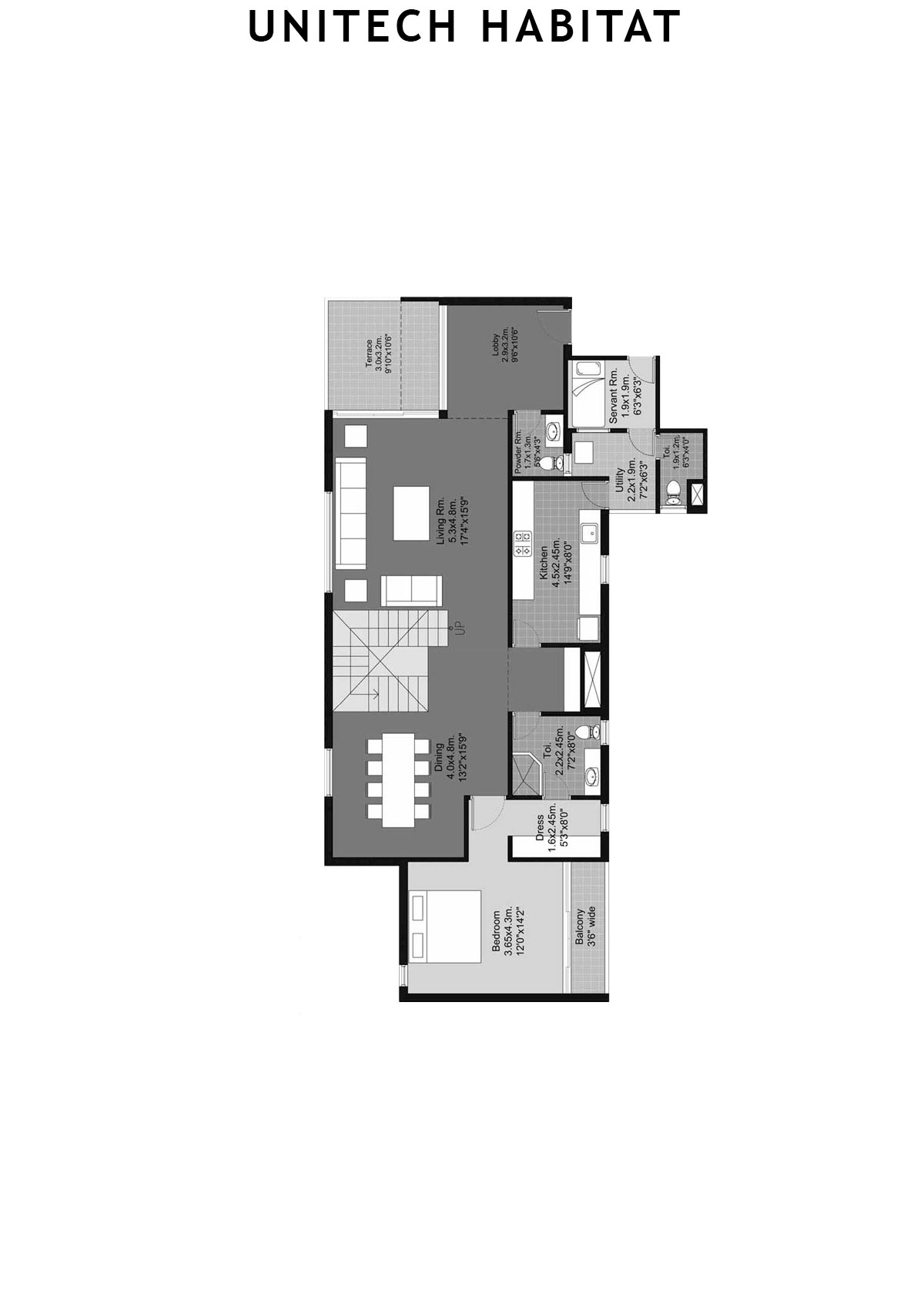 Unitech Habitat Tower 8 Unit 2 (Penthouse) Floor Plan