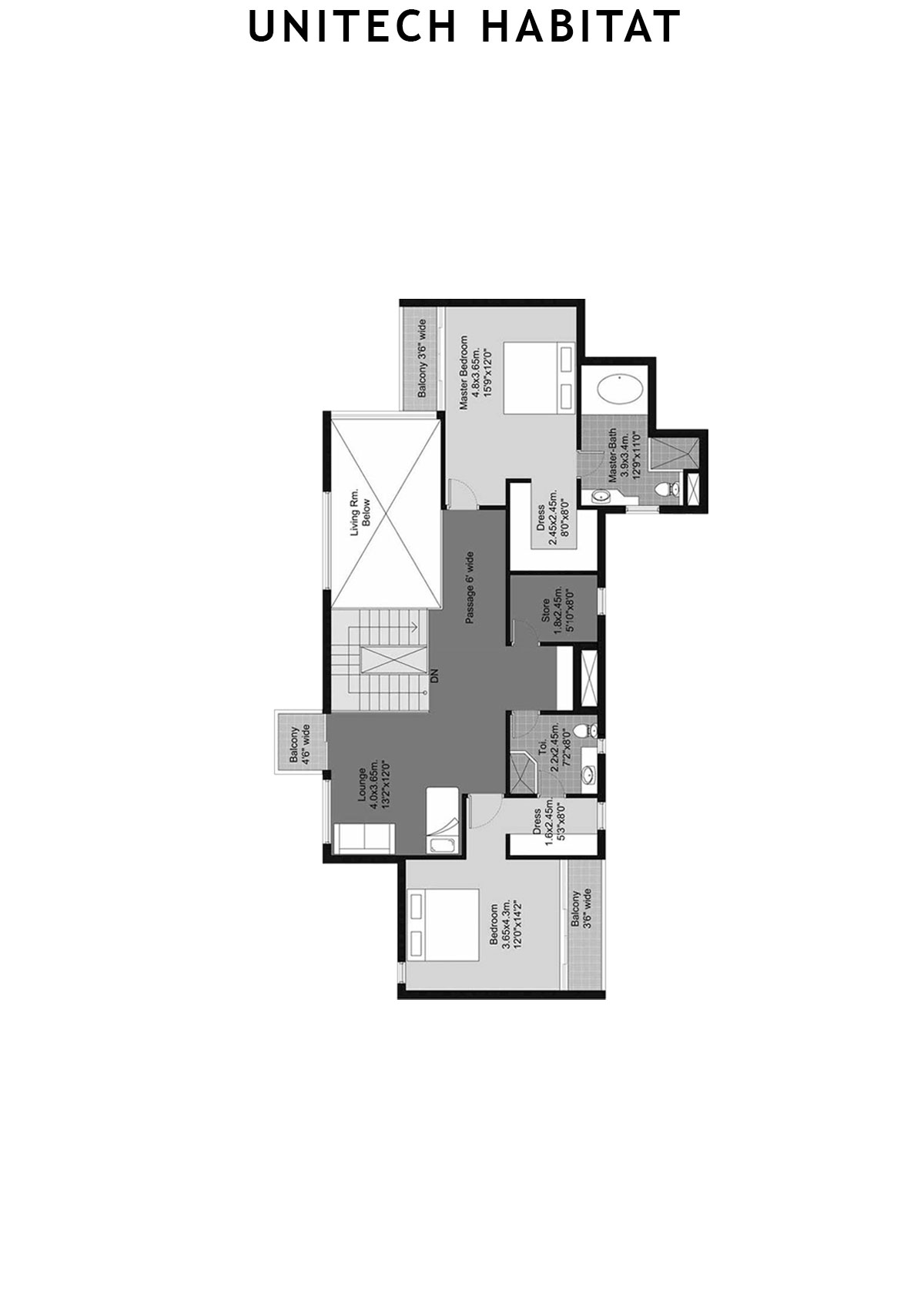 Unitech Habitat Tower 8 Unit 2 (Penthouse) Floor Plan