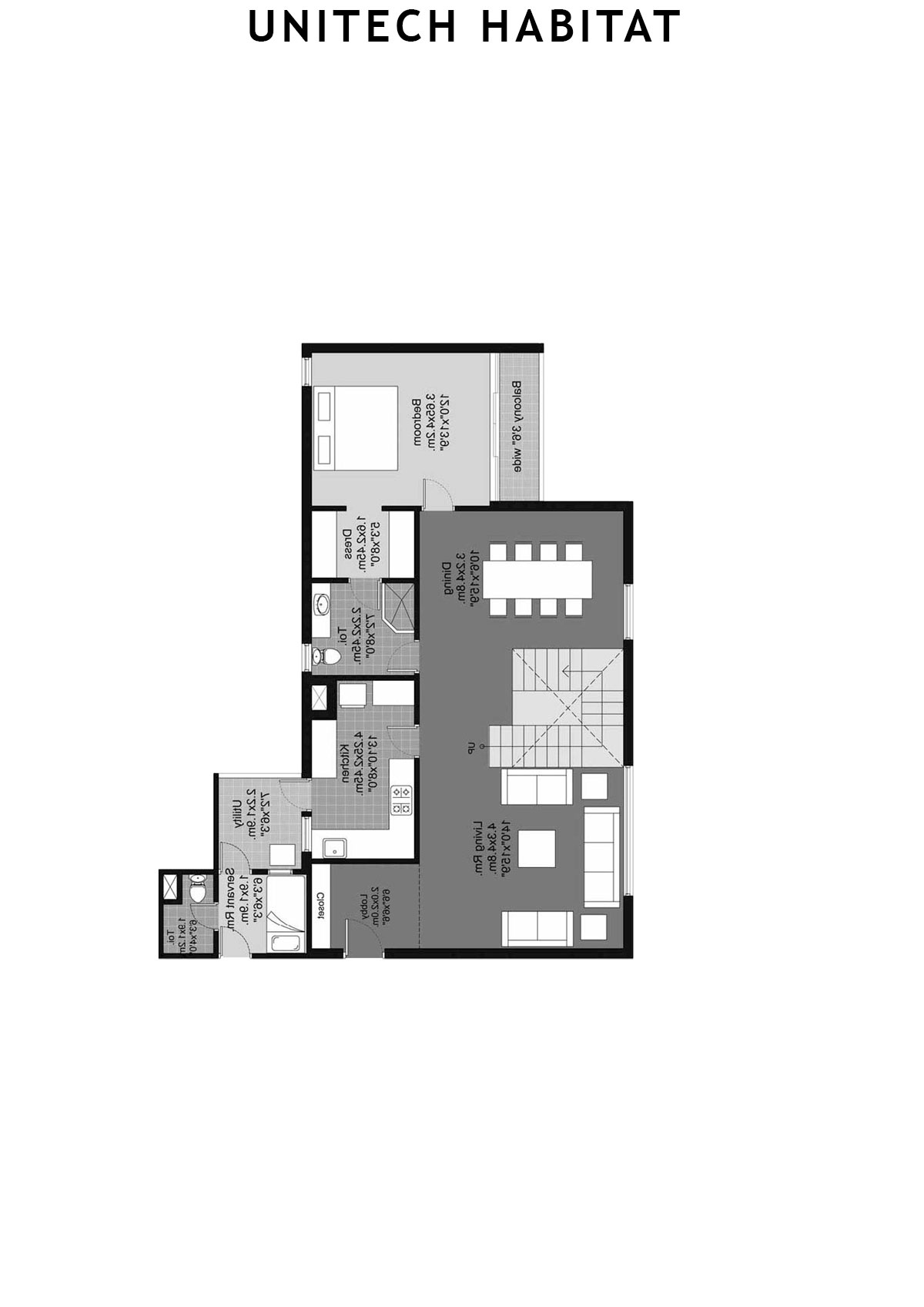Unitech Habitat Tower 8 Unit 4 ( Duplex) Floor Plan