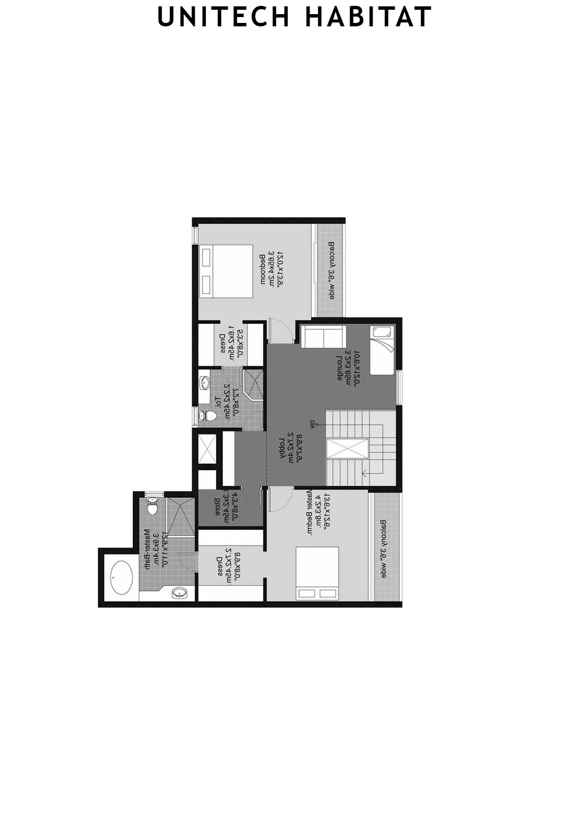 Unitech Habitat Tower 8 Unit 4 ( Duplex) Floor Plan