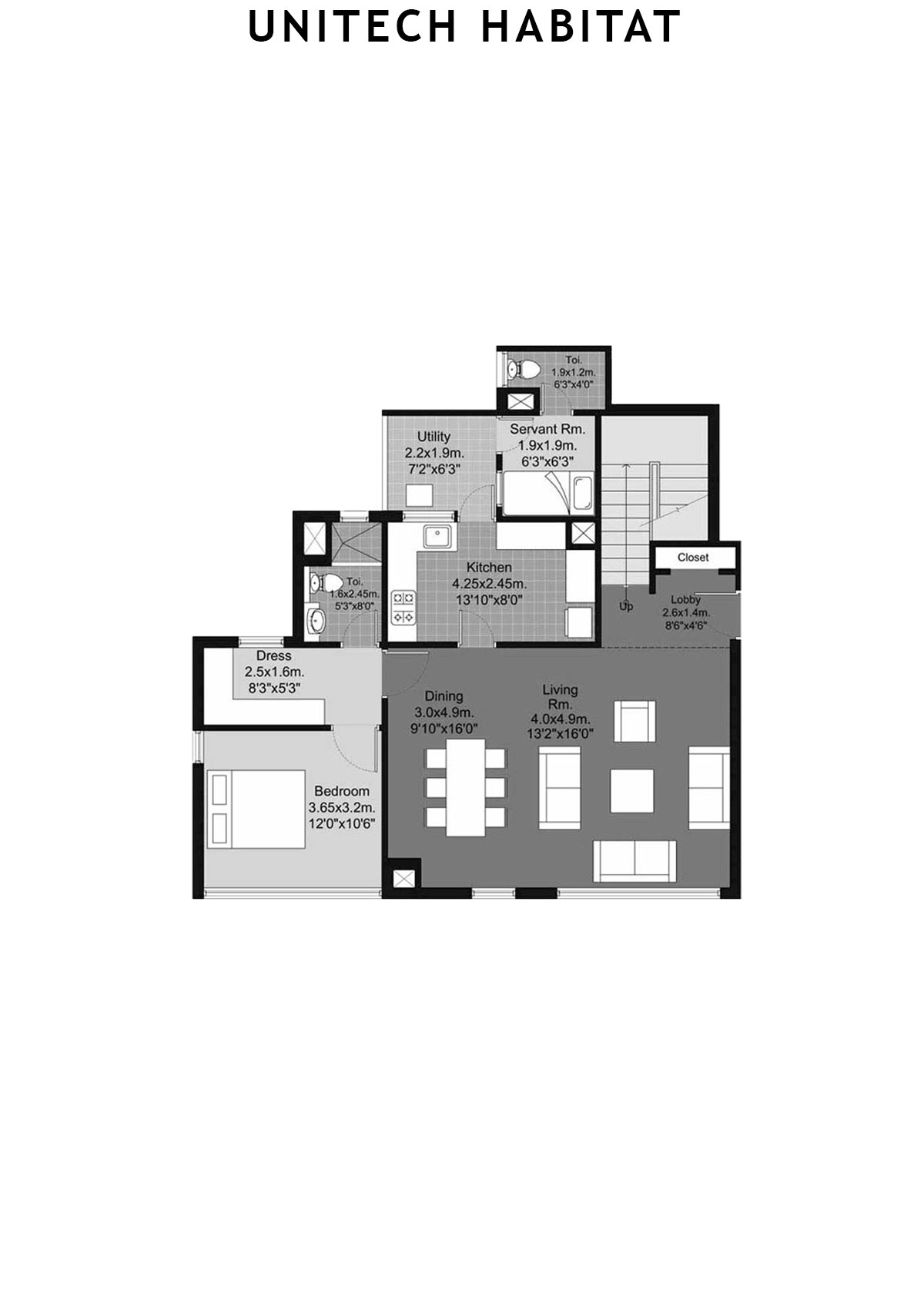 Unitech Habitat Tower 9 Unit 1 ( Duplex) Floor Plan