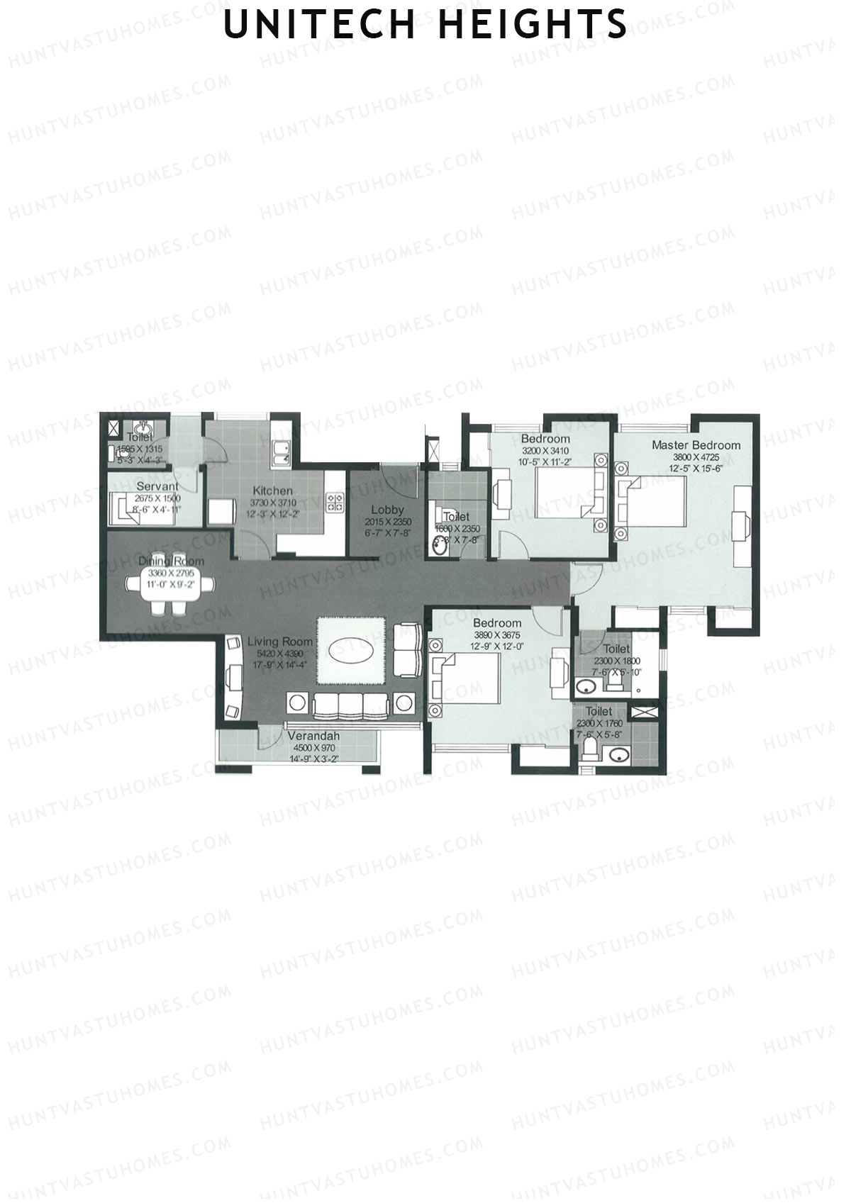 Unitech Heights Tower T1 Unit 1 (Type A7) Floor Plan