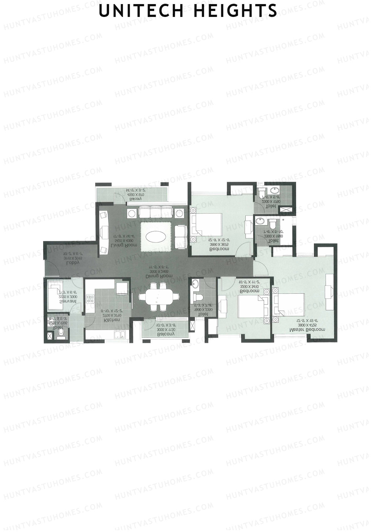 Unitech Heights Tower T3 Unit 1 (Type A1) Floor Plan