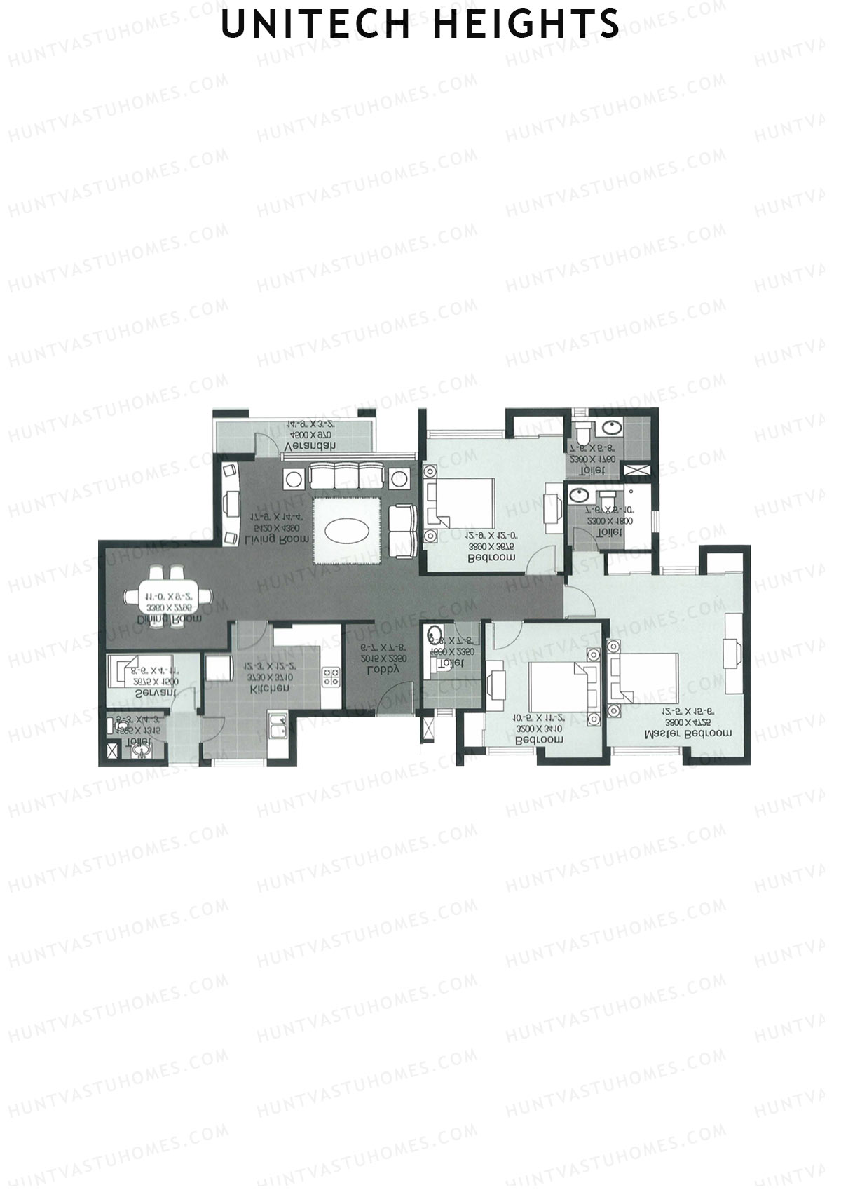Unitech Heights Tower T3 Unit 1 (Type A5) Floor Plan