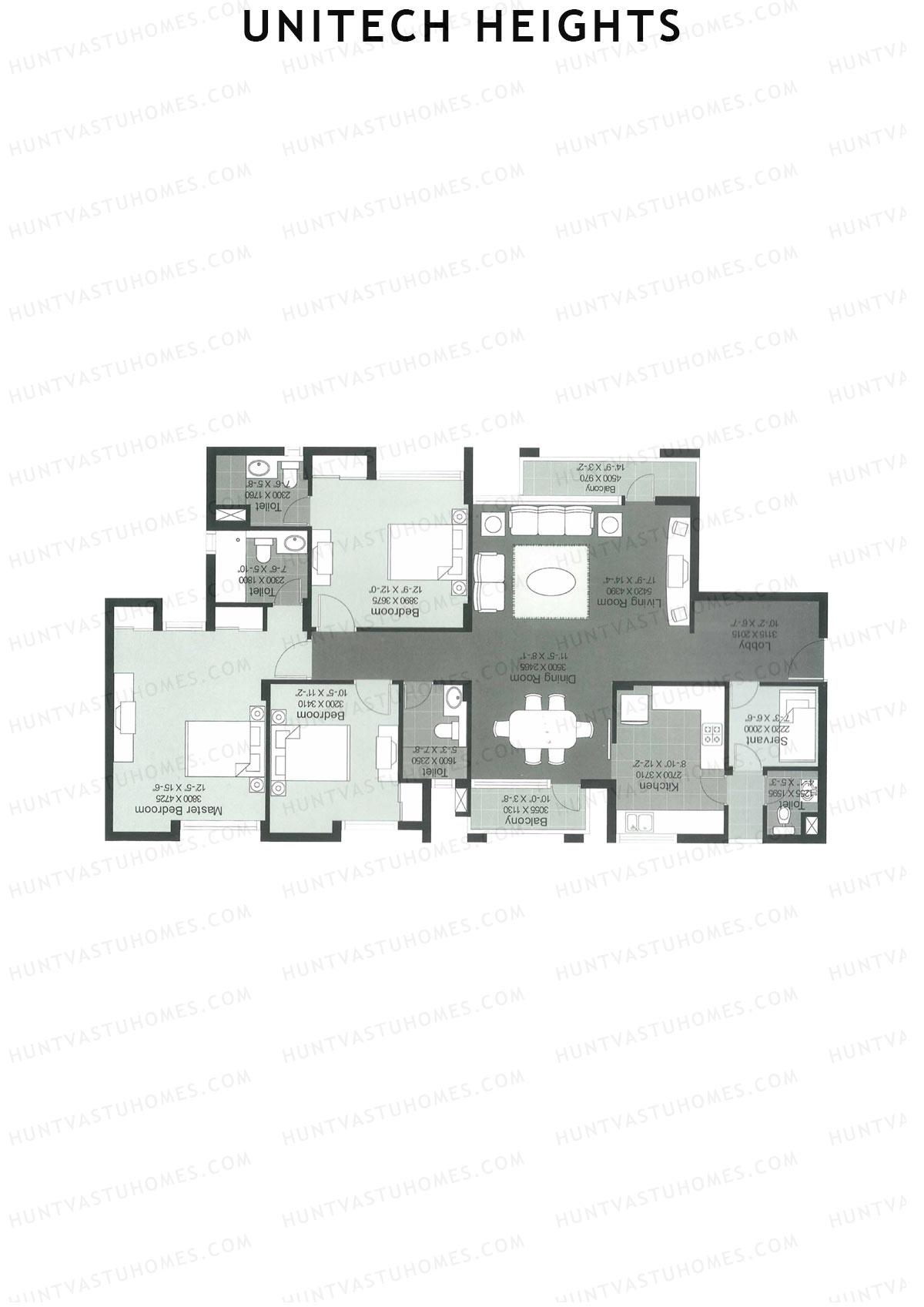Unitech Heights Tower T3 Unit 2 (Type A3) Floor Plan