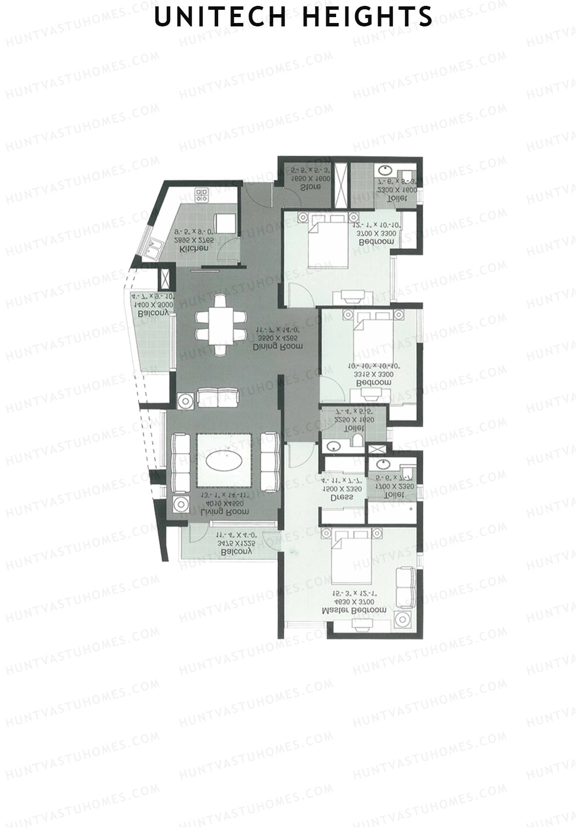 Unitech Heights Tower T3 Unit 3 (Type B1) Floor Plan